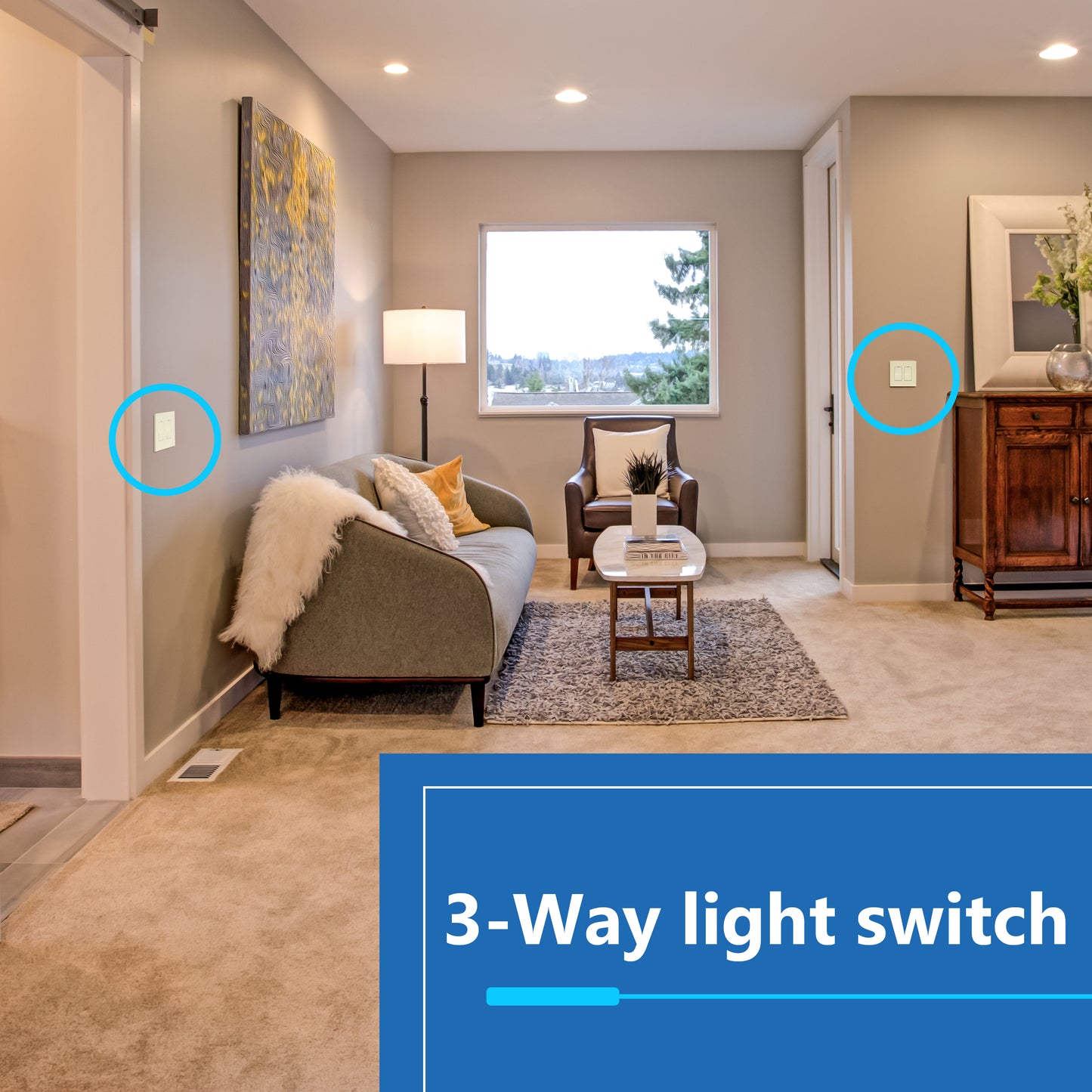 15A Decorator Paddle Light Switch with Locator Light, LED Indicator, 3-Way or Single-Pole