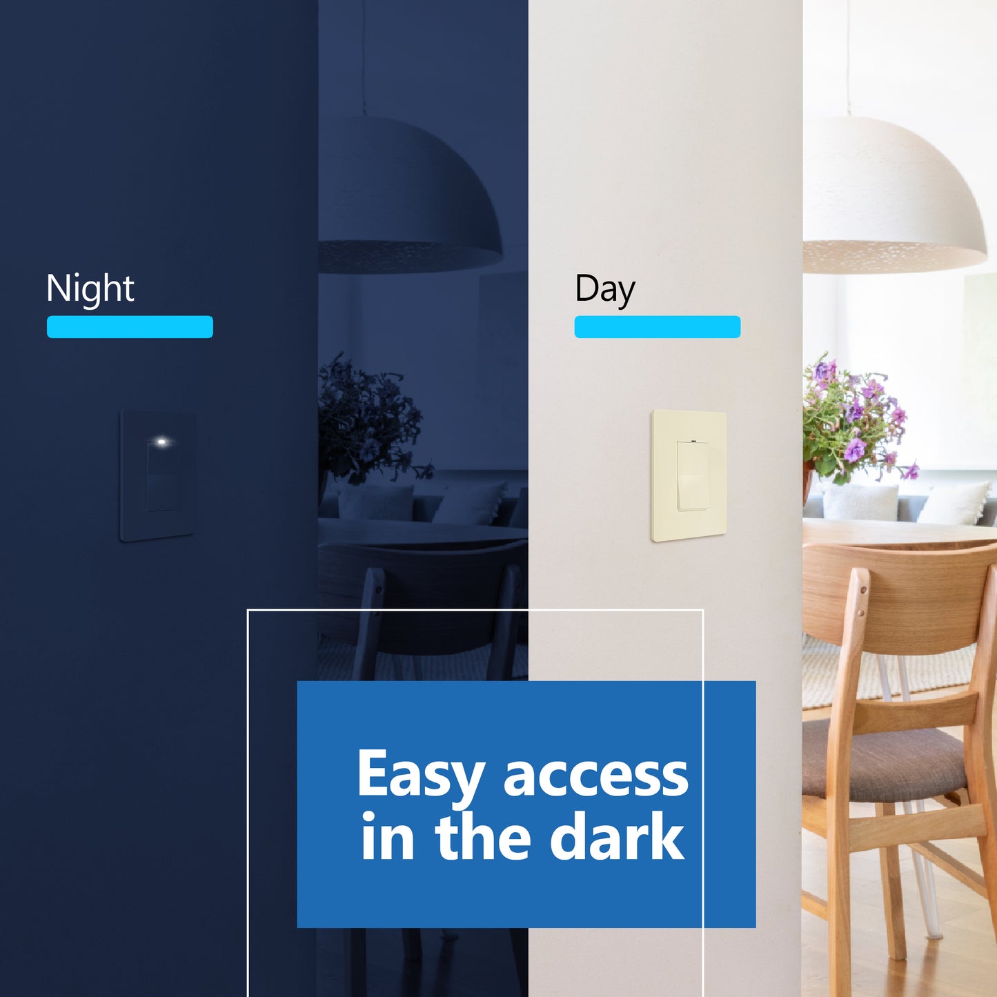 15A Decorator Paddle Light Switch with Locator Light, LED Indicator, 3-Way or Single-Pole