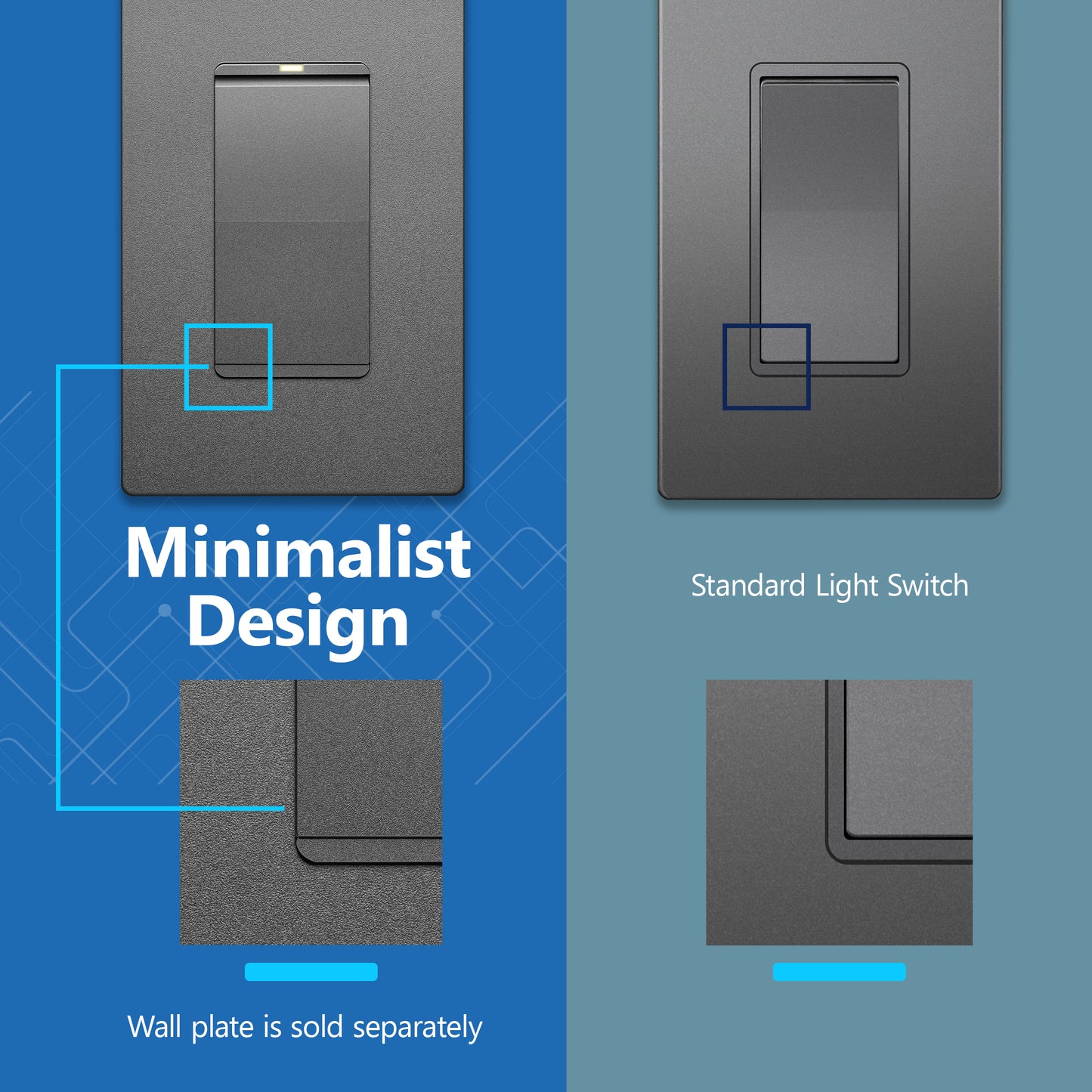 15A Decorator Paddle Light Switch with Locator Light, LED Indicator, 3-Way or Single-Pole
