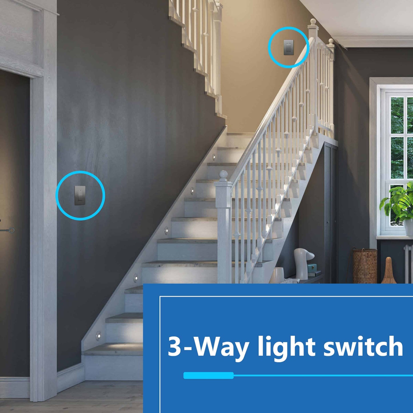 15A Decorator Paddle Light Switch with Locator Light, LED Indicator, 3-Way or Single-Pole