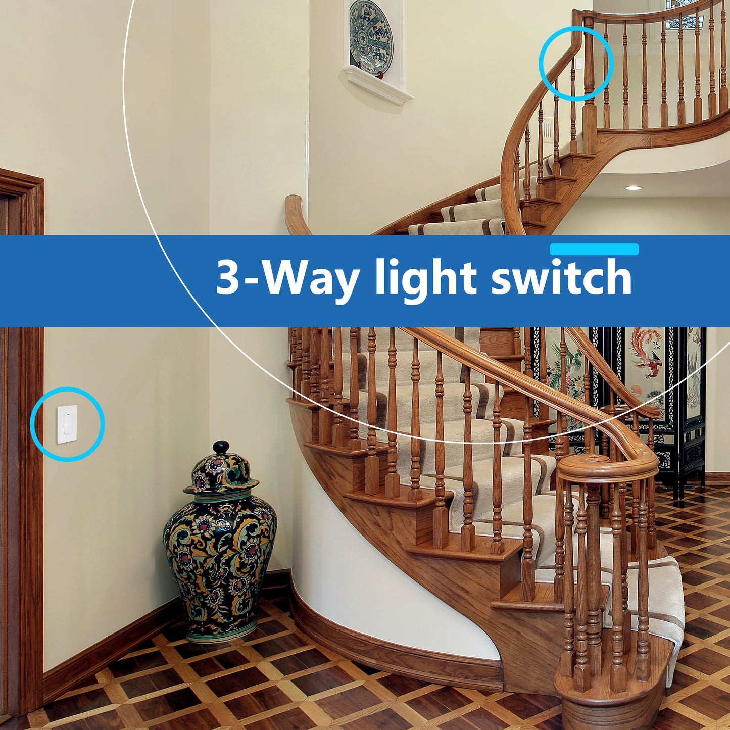 15A Decorator Paddle Light Switch with Locator Light, LED Indicator, 3-Way or Single-Pole