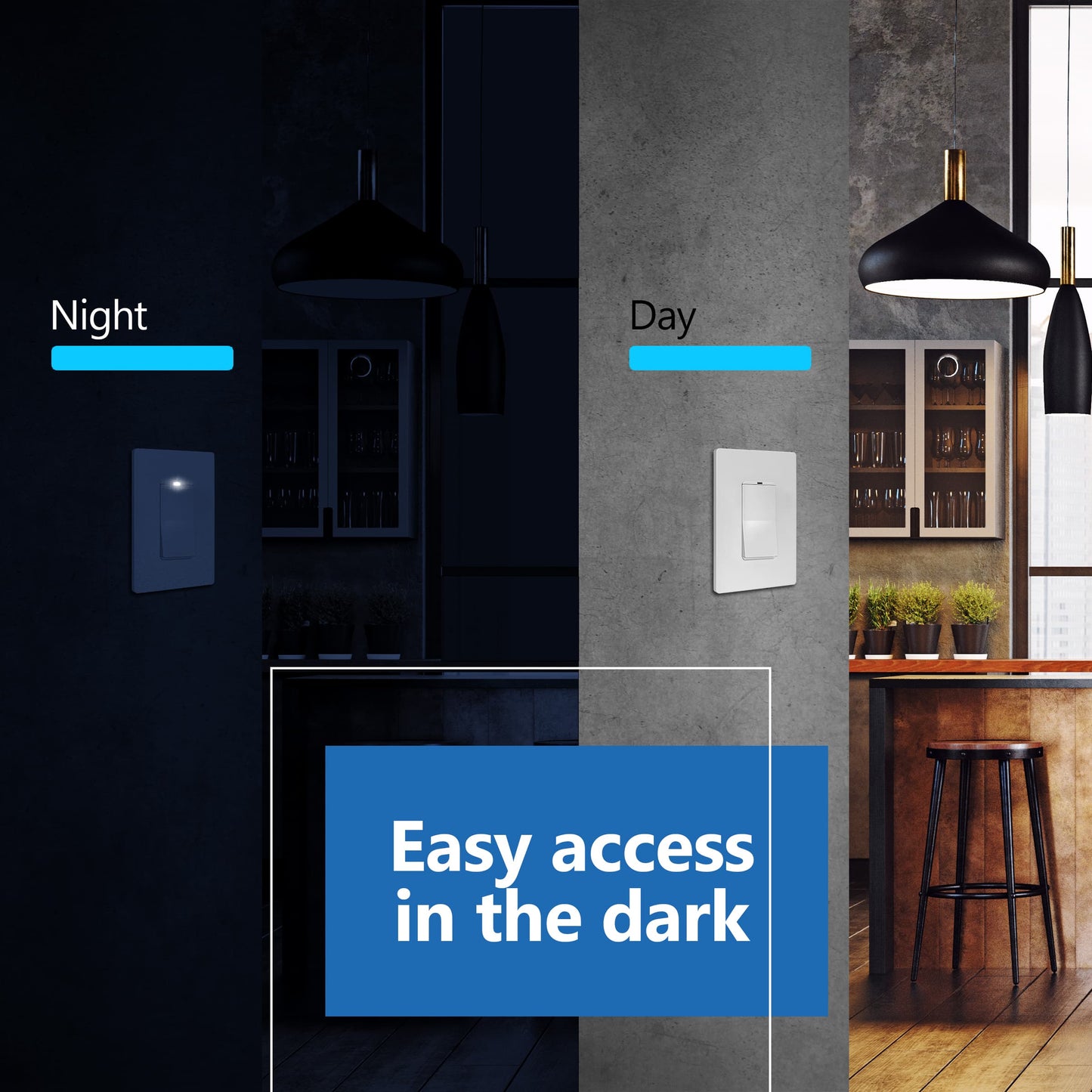 15A Decorator Paddle Light Switch with Locator Light, LED Indicator, 3-Way or Single-Pole
