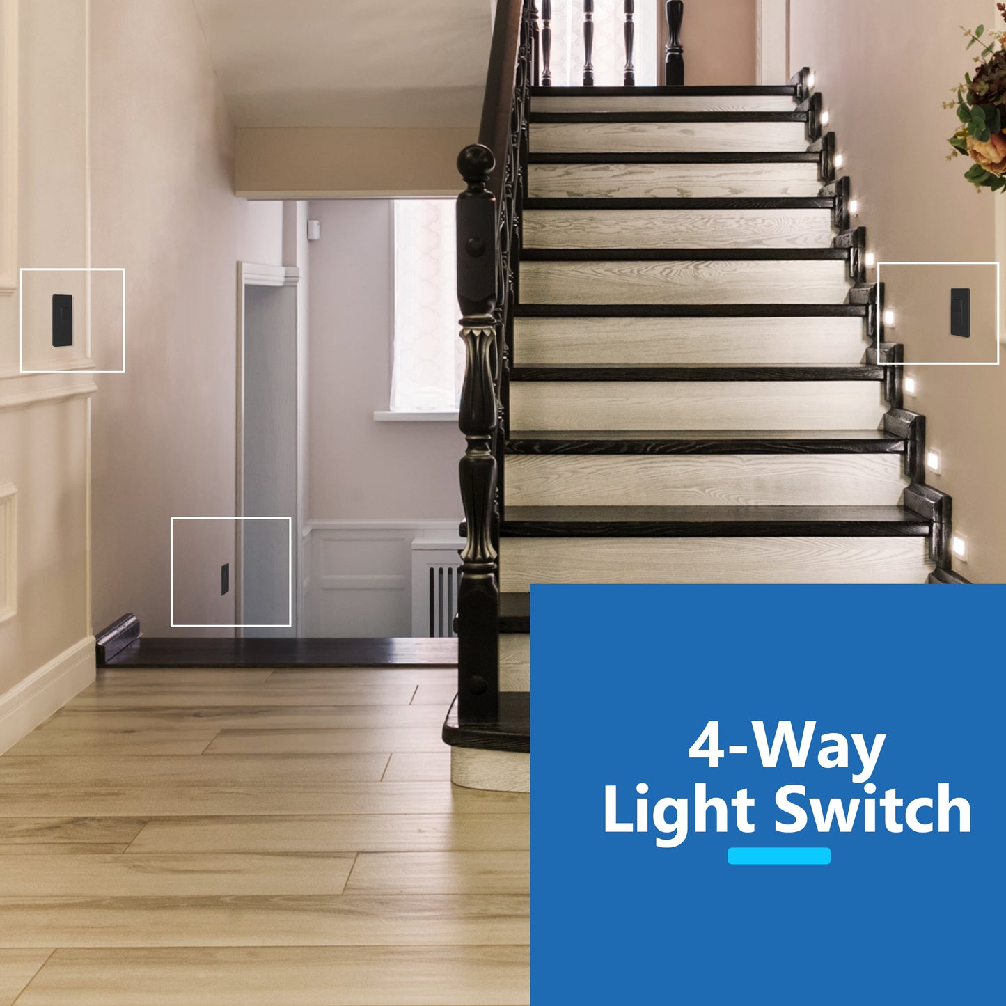 15A Decorator Paddle Light Switch with Locator Light, LED Indicator, 4-Way