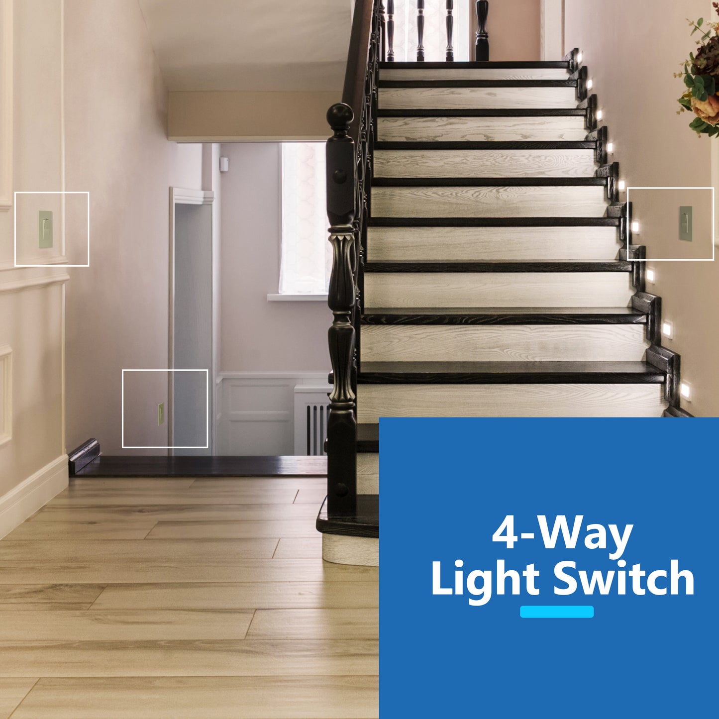 15A Decorator Paddle Light Switch with Locator Light, LED Indicator, 4-Way
