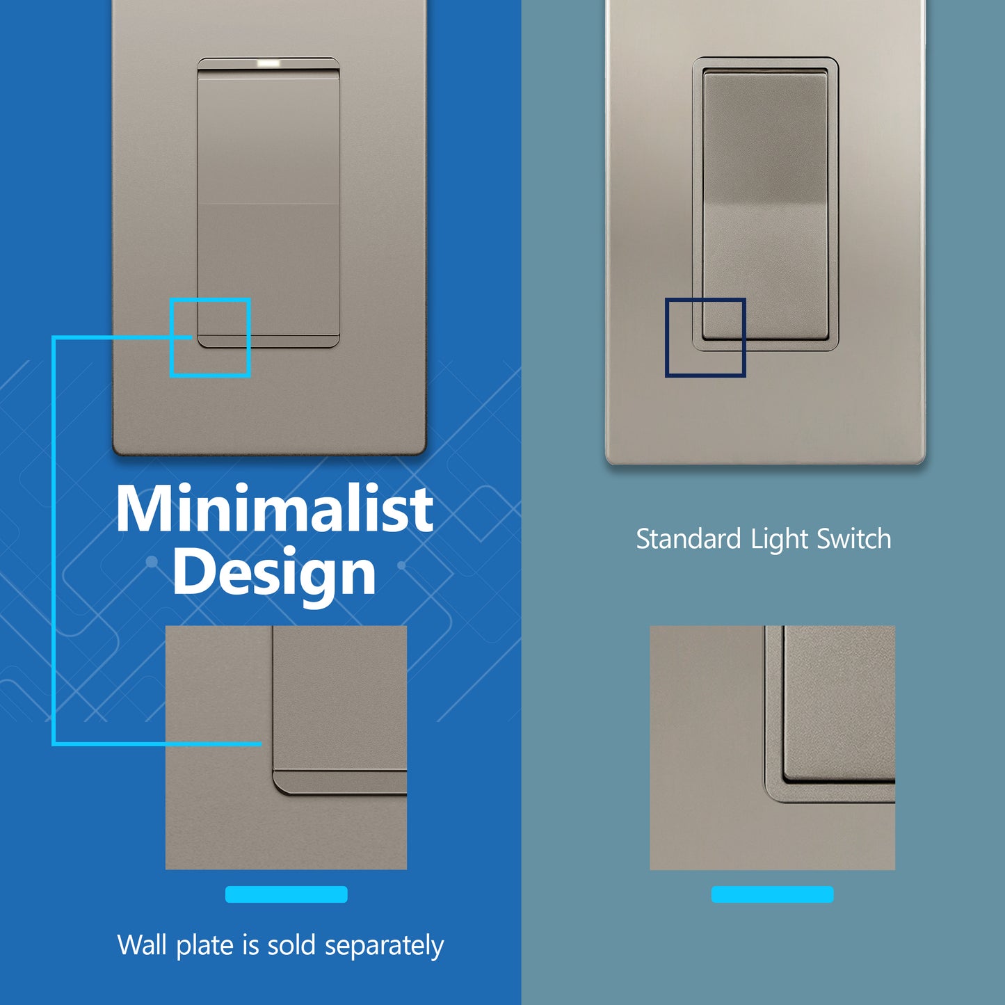 15A Decorator Paddle Light Switch with Locator Light, LED Indicator, 4-Way
