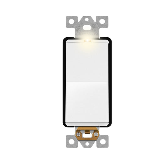 15A Decorator Paddle Light Switch with Locator Light, LED Indicator, 4-Way