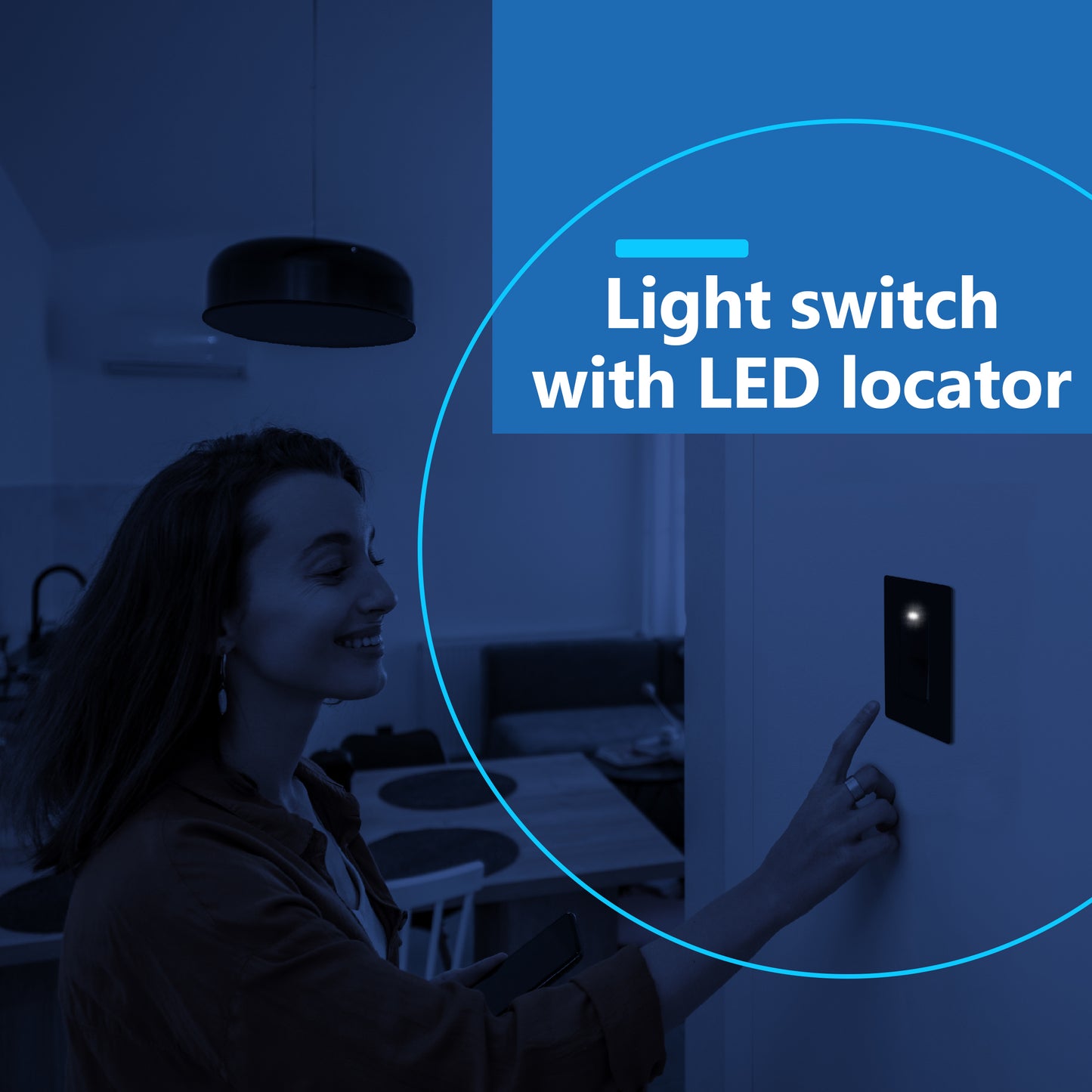 15A Decorator Paddle Light Switch with Locator Light, LED Indicator, Single-Pole, 3-Wire