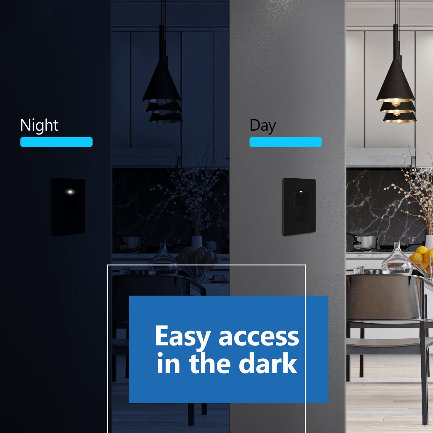15A Decorator Paddle Light Switch with Locator Light, LED Indicator, Single-Pole, 3-Wire
