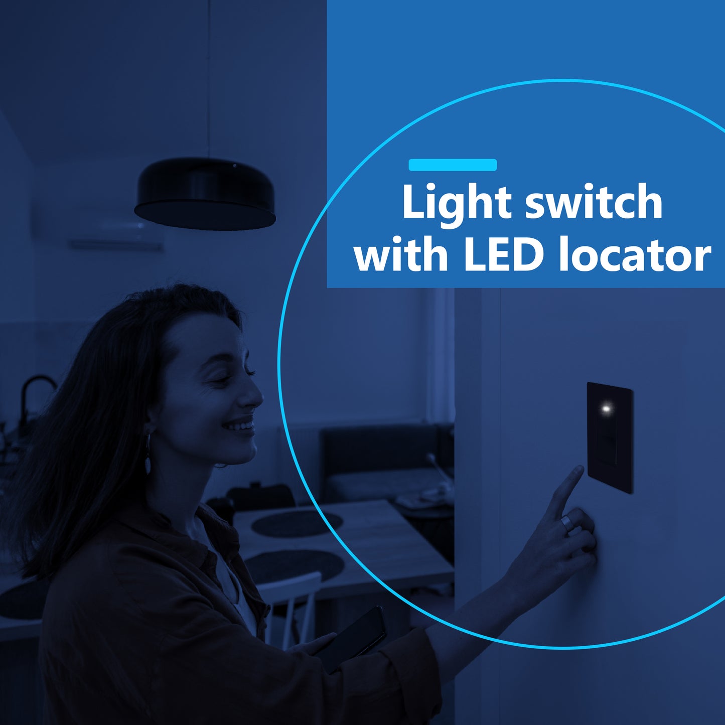 15A Decorator Paddle Light Switch with Locator Light, LED Indicator, Single-Pole, 3-Wire