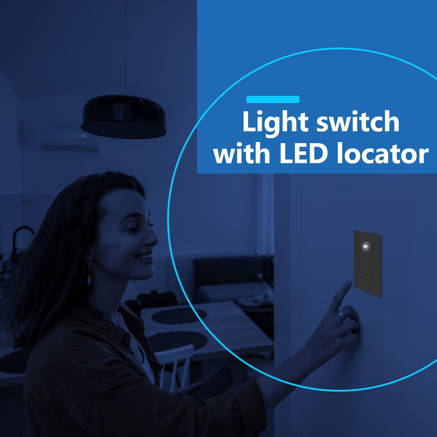 15A Decorator Paddle Light Switch with Locator Light, LED Indicator, Single-Pole, 3-Wire