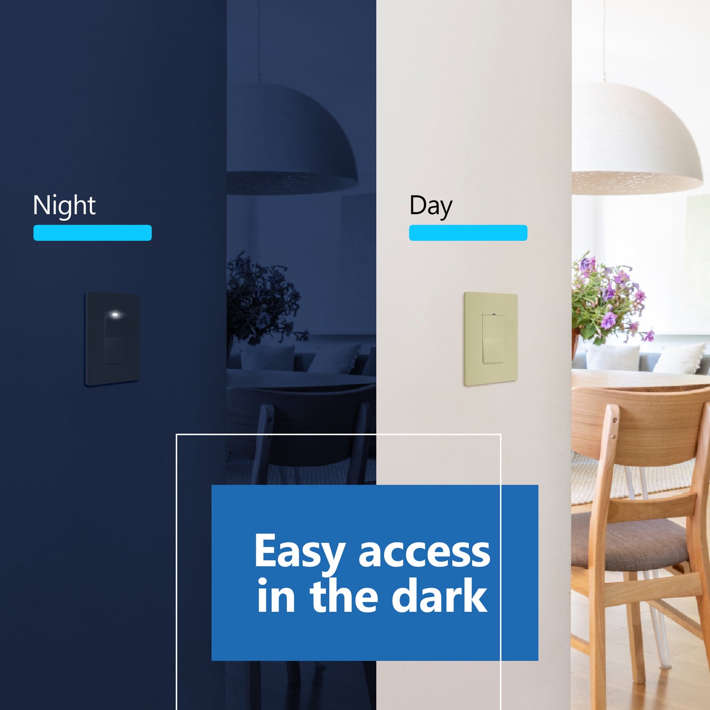 15A Decorator Paddle Light Switch with Locator Light, LED Indicator, Single-Pole, 3-Wire