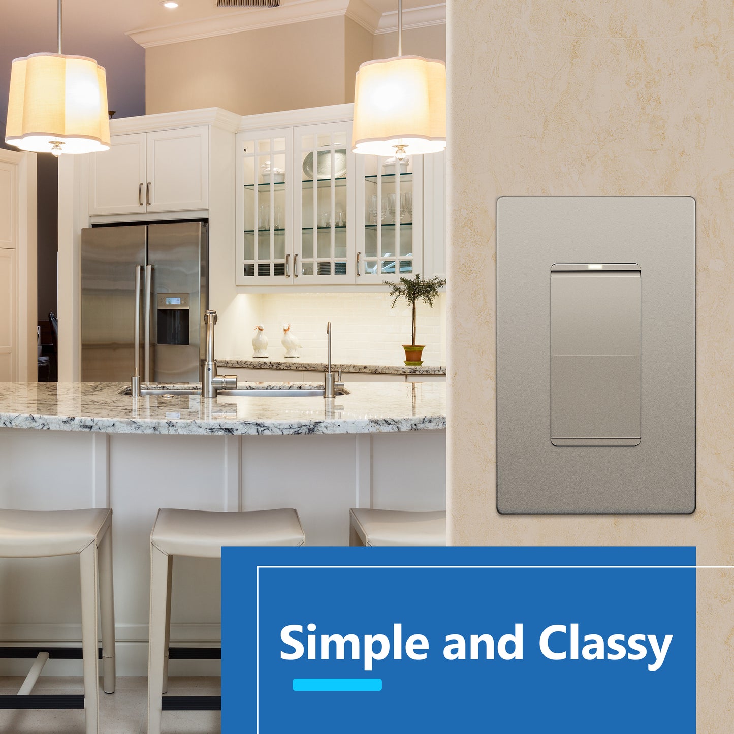 15A Decorator Paddle Light Switch with Locator Light, LED Indicator, Single-Pole, 3-Wire