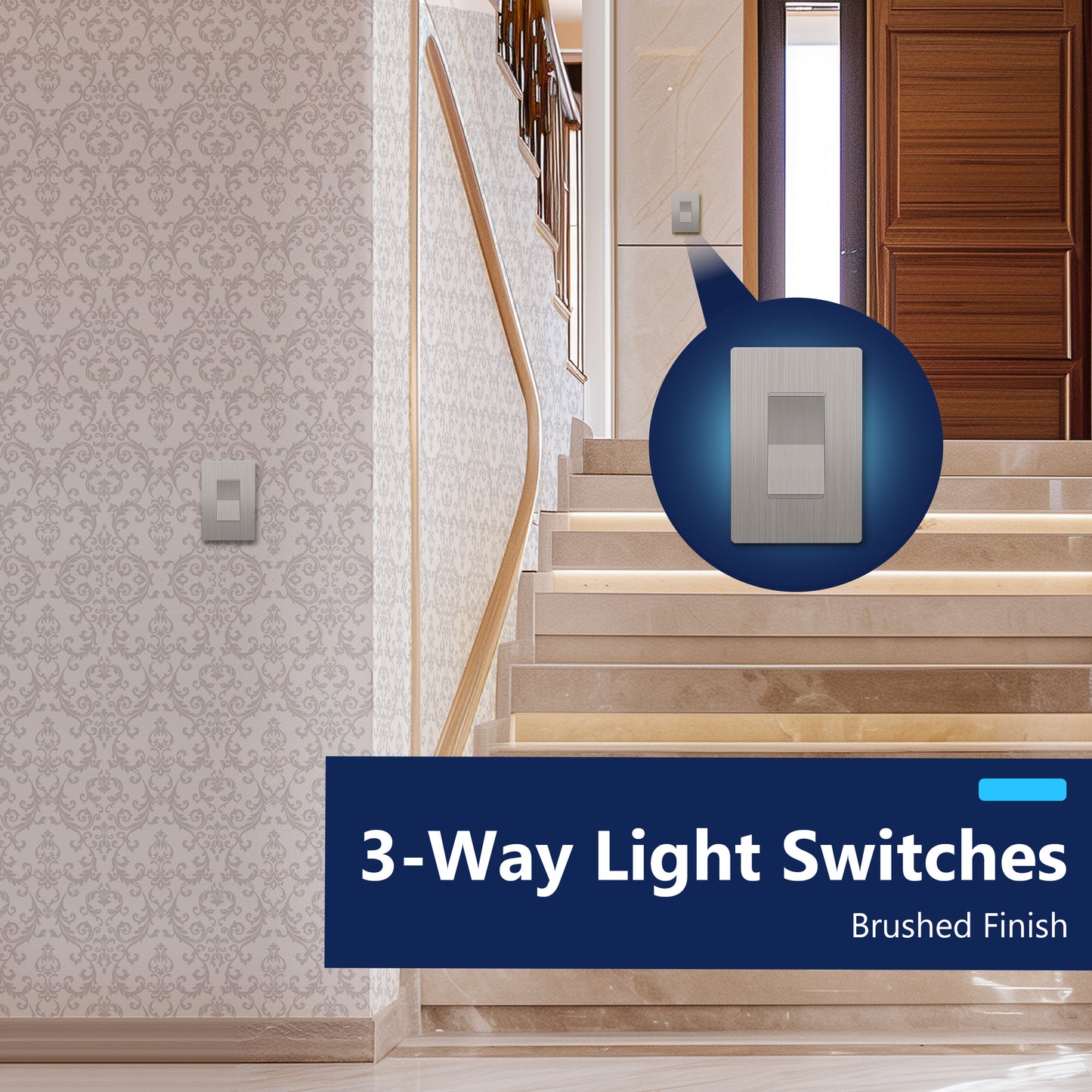 15A Decorator Paddle Light Switch, 3-Way or Single-Pole