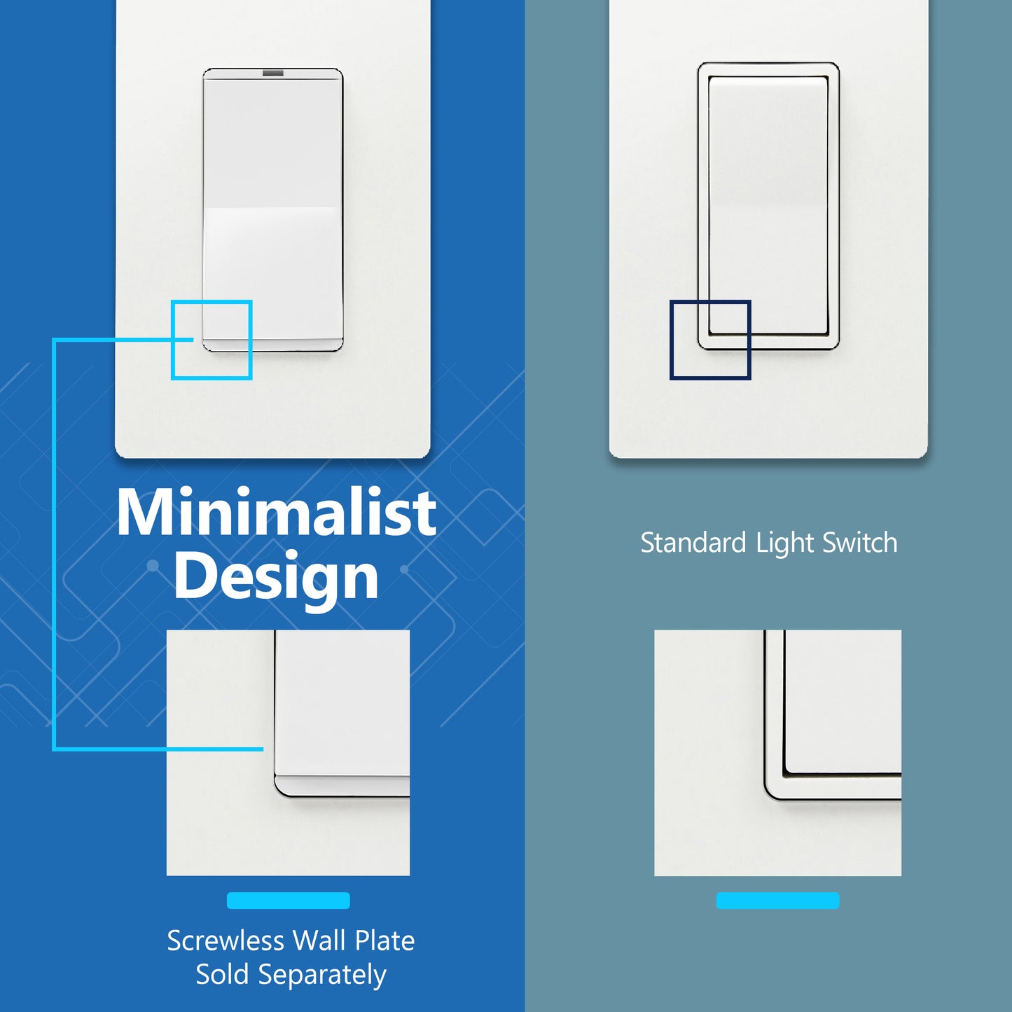 15A Decorator Paddle Light Switch, 3-Way or Single-Pole