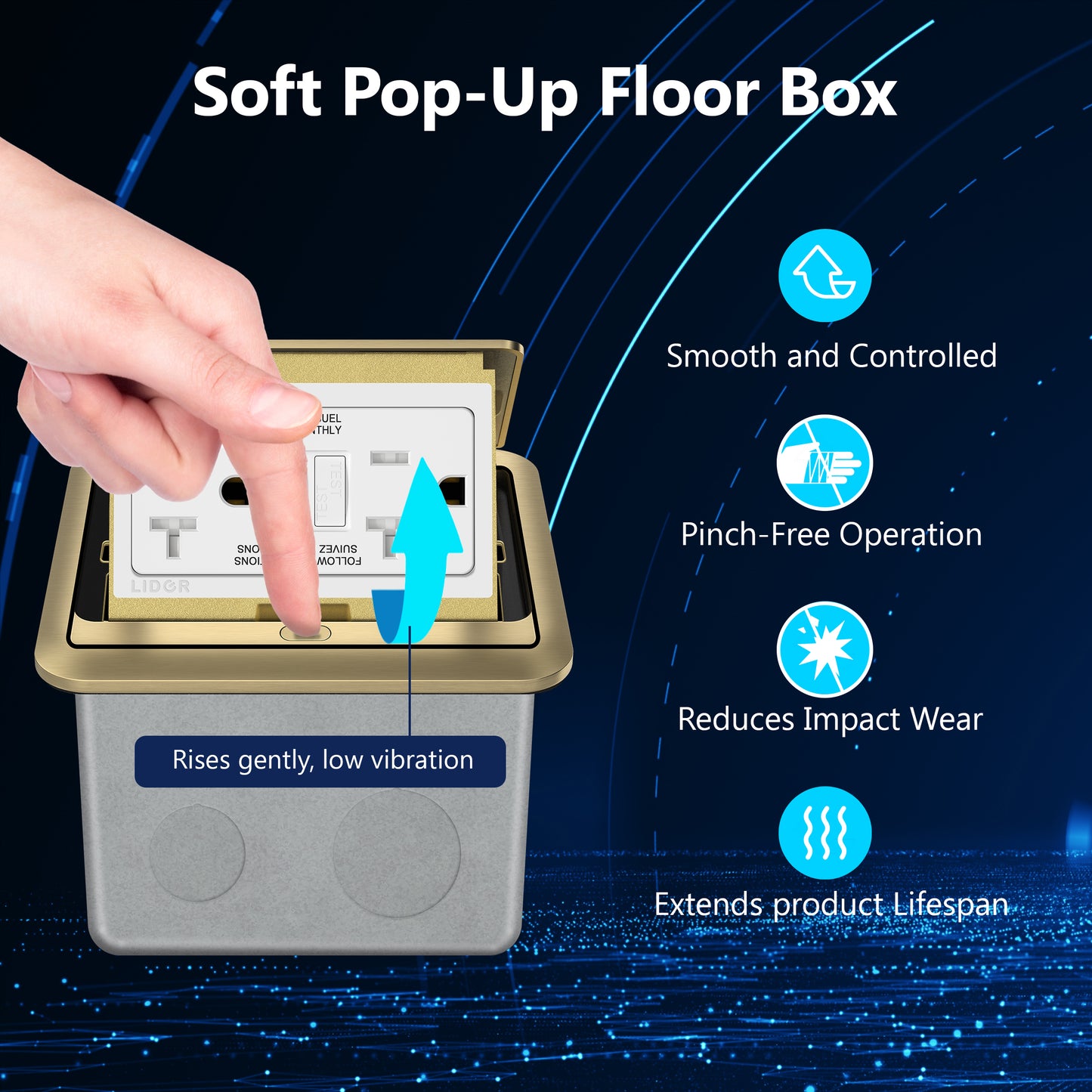 Soft Pop-Up Floor Box Kit with 20A Tamper-Resistant Receptacle