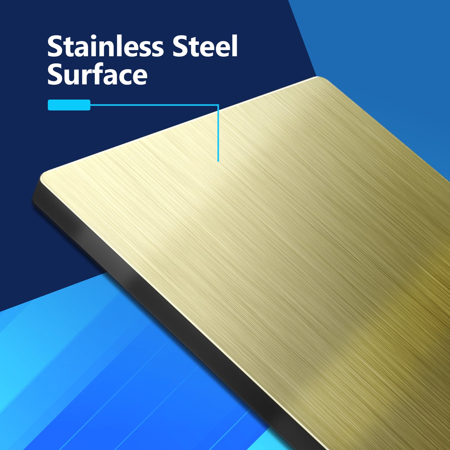 Screwless Blank Metal Wall Plate, Temperature and Impact Resistant, 1-Gang, Mid-Size