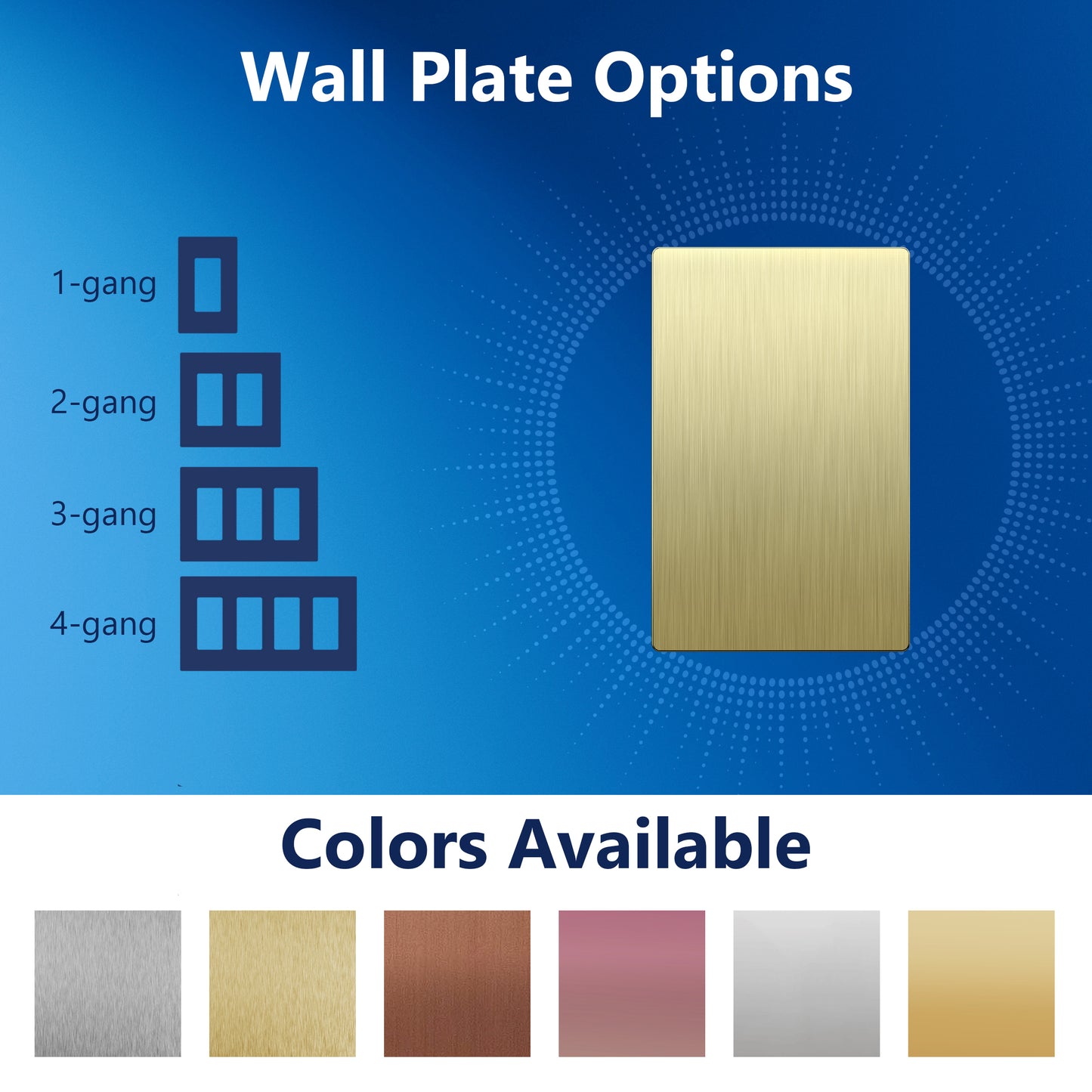 Screwless Blank Metal Wall Plate, Temperature and Impact Resistant, 1-Gang, Mid-Size