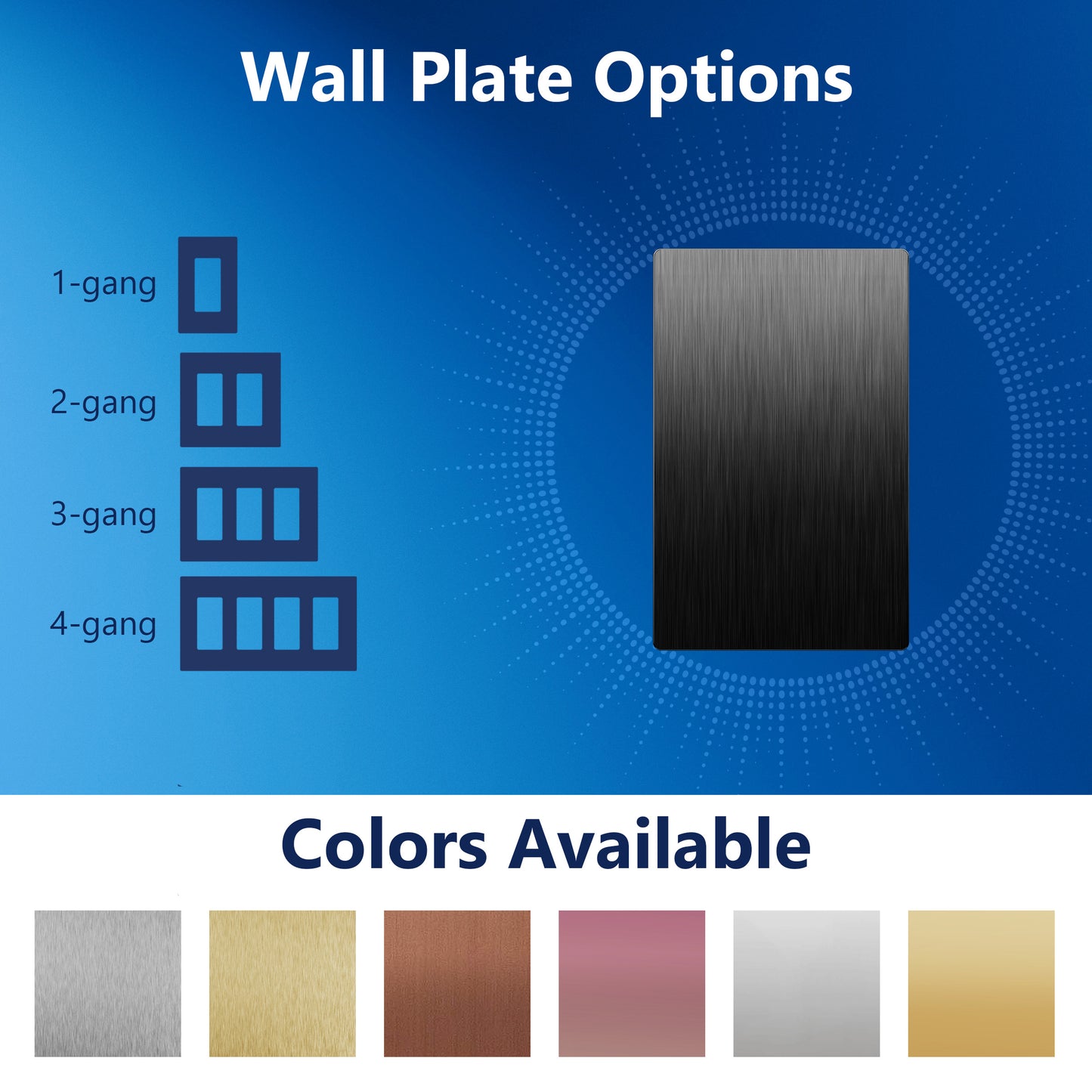 Screwless Blank Metal Wall Plate, Temperature and Impact Resistant, 1-Gang, Mid-Size