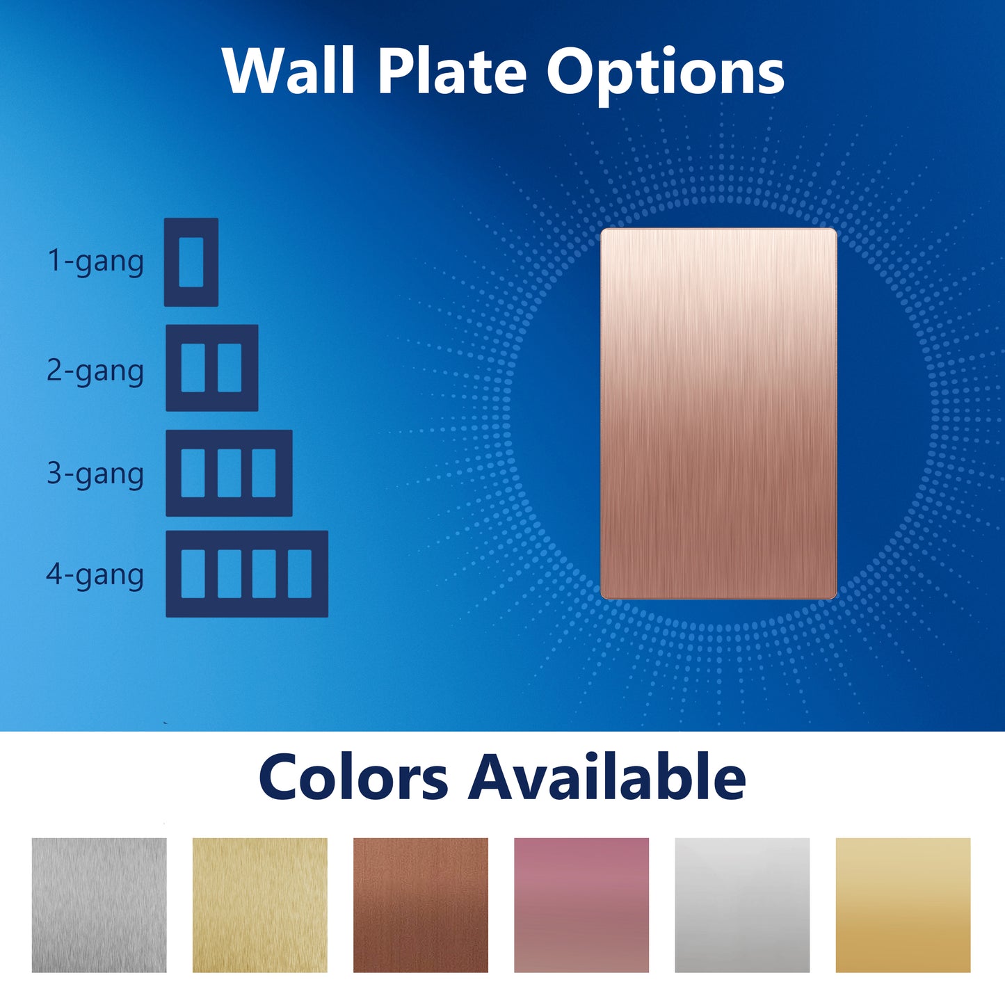 Screwless Blank Metal Wall Plate, Temperature and Impact Resistant, 1-Gang, Mid-Size