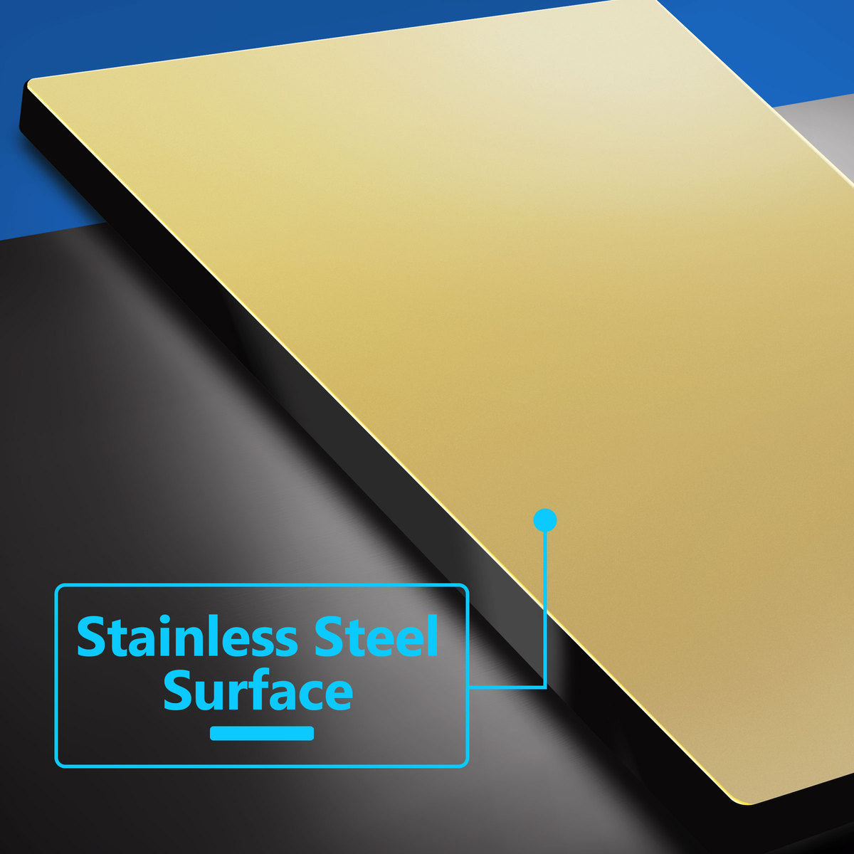 Screwless Blank Metal Wall Plate, Temperature and Impact Resistant, 1-Gang, Mid-Size
