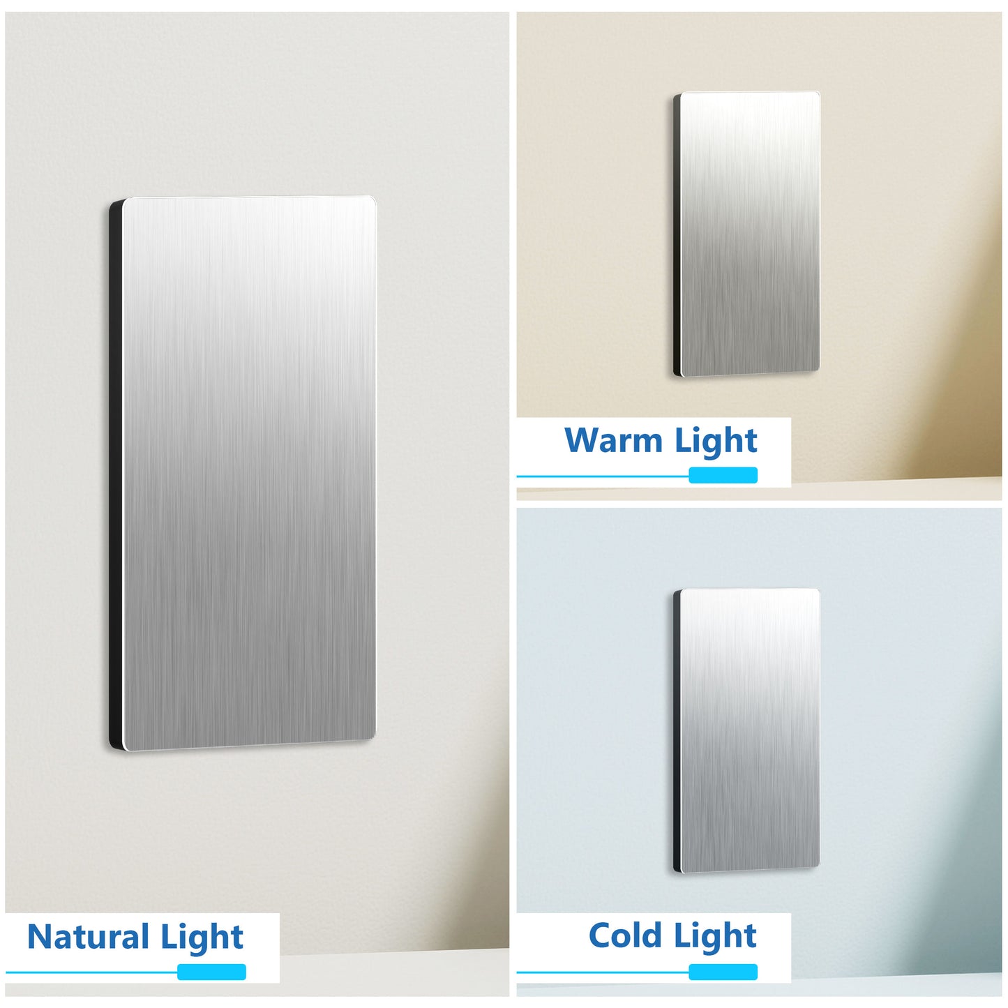 Screwless Blank Metal Wall Plate, Temperature and Impact Resistant, 1-Gang, Mid-Size