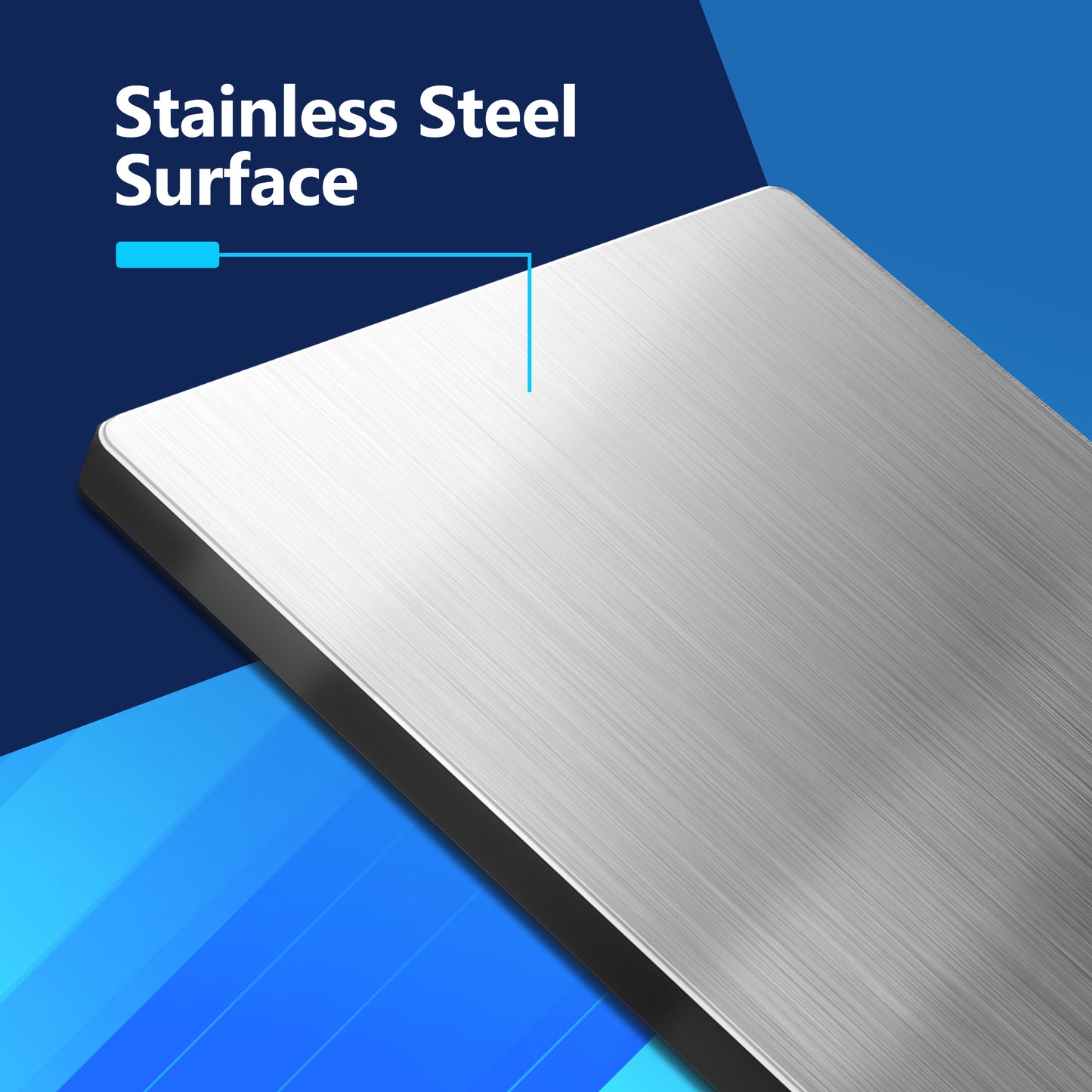 Screwless Blank Metal Wall Plate, Temperature and Impact Resistant, 1-Gang, Mid-Size