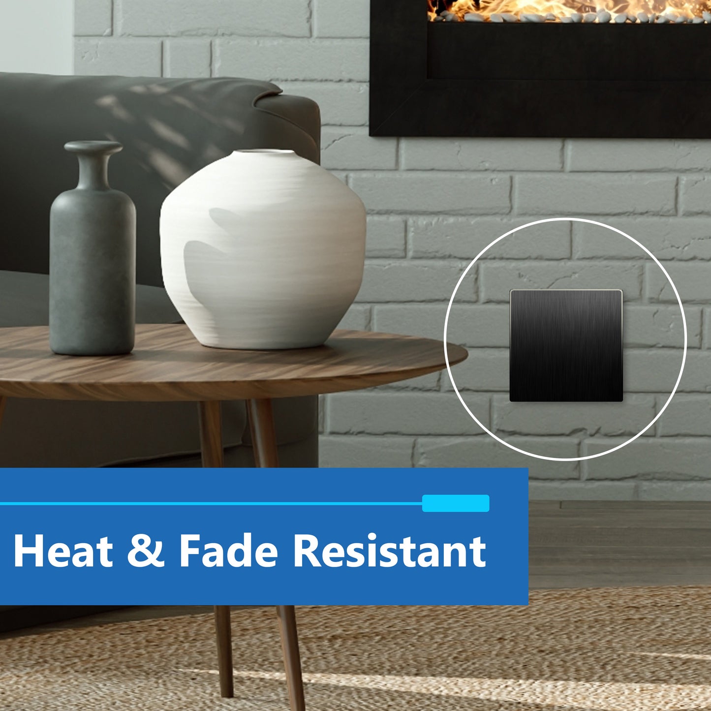 Screwless Blank Metal Wall Plate, Temperature and Impact Resistant, 2-Gang, Mid-Size