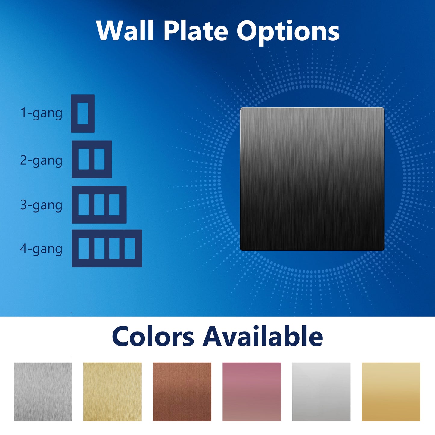 Screwless Blank Metal Wall Plate, Temperature and Impact Resistant, 2-Gang, Mid-Size