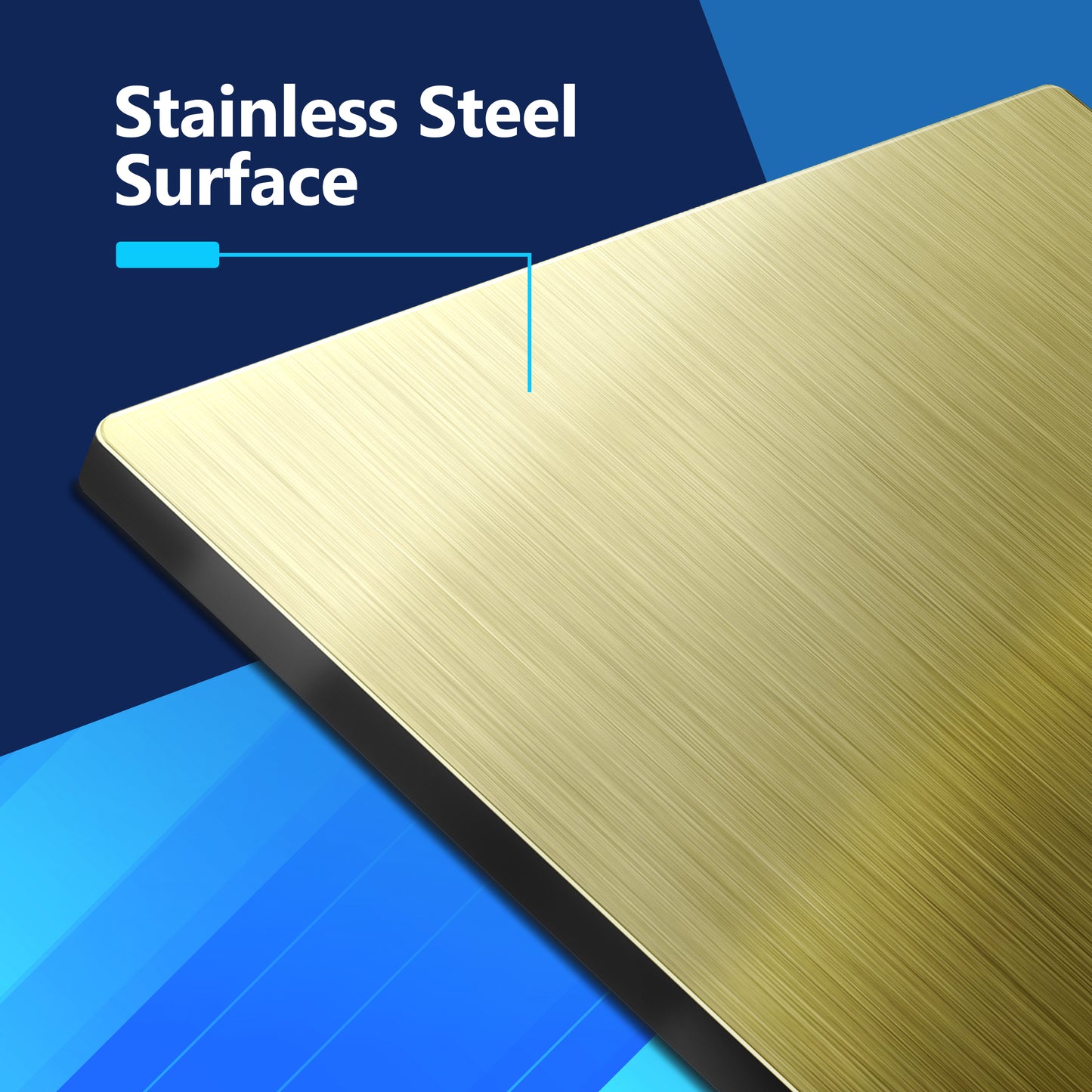 Screwless Blank Metal Wall Plate, Temperature and Impact Resistant, 2-Gang, Mid-Size