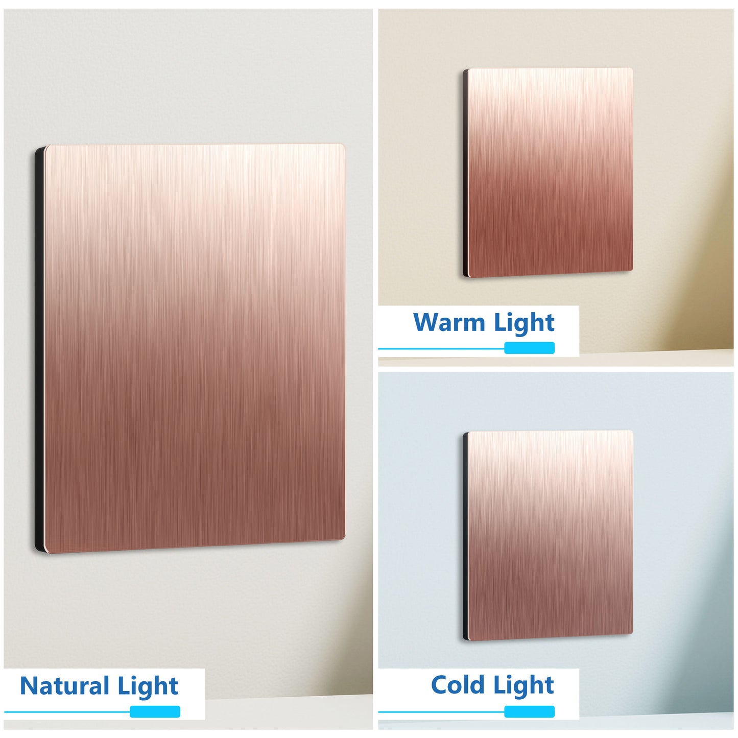 Screwless Blank Metal Wall Plate, Temperature and Impact Resistant, 2-Gang, Mid-Size