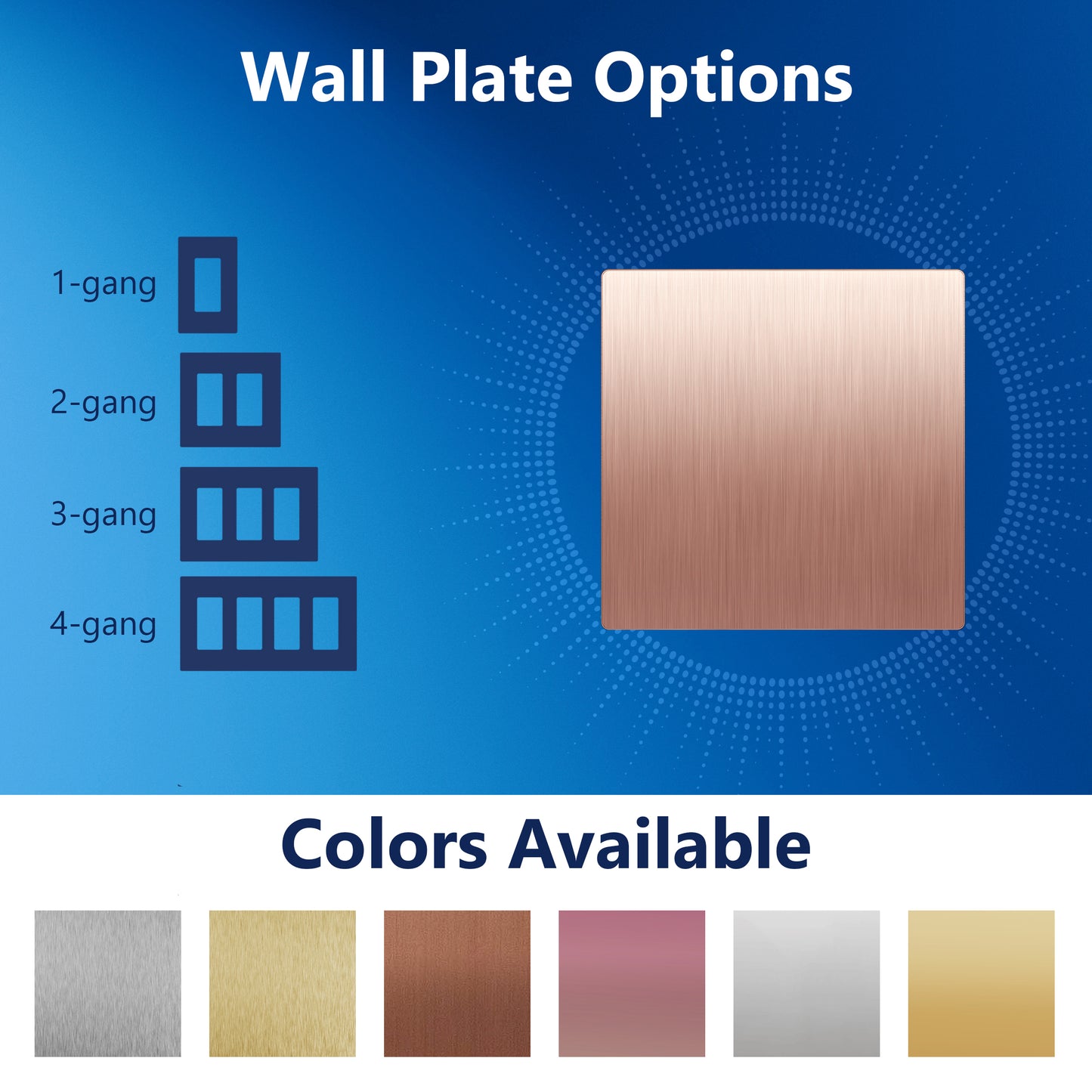 Screwless Blank Metal Wall Plate, Temperature and Impact Resistant, 2-Gang, Mid-Size