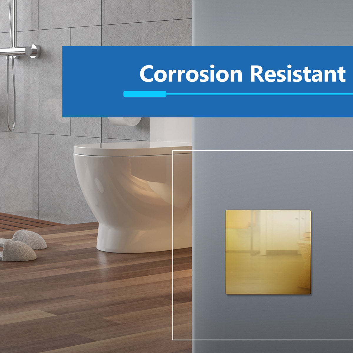 Screwless Blank Metal Wall Plate, Temperature and Impact Resistant, 2-Gang, Mid-Size