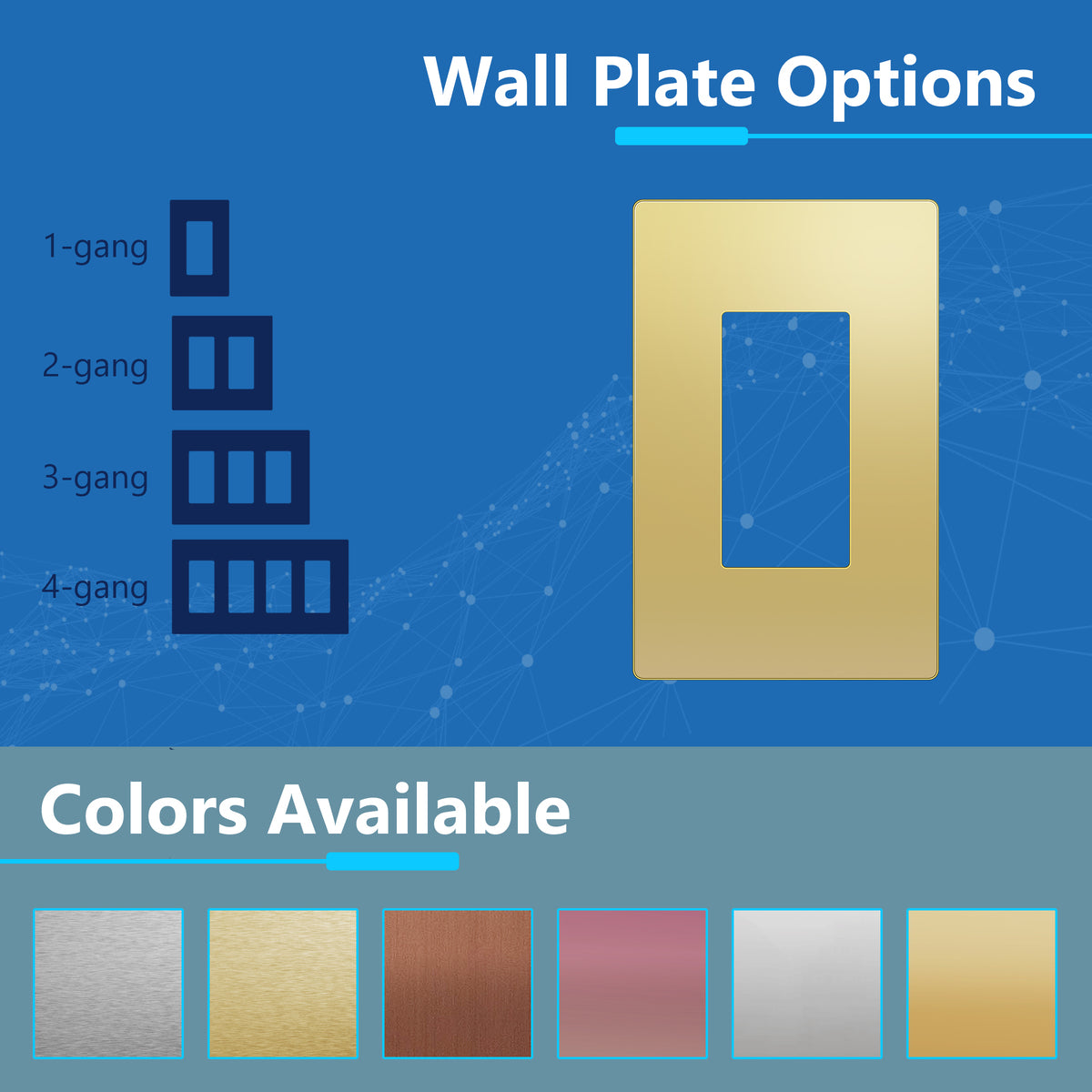 Screwless Metal Decorator Wall Plate, Temperature and Impact Resistant, 1-Gang, Mid-Size