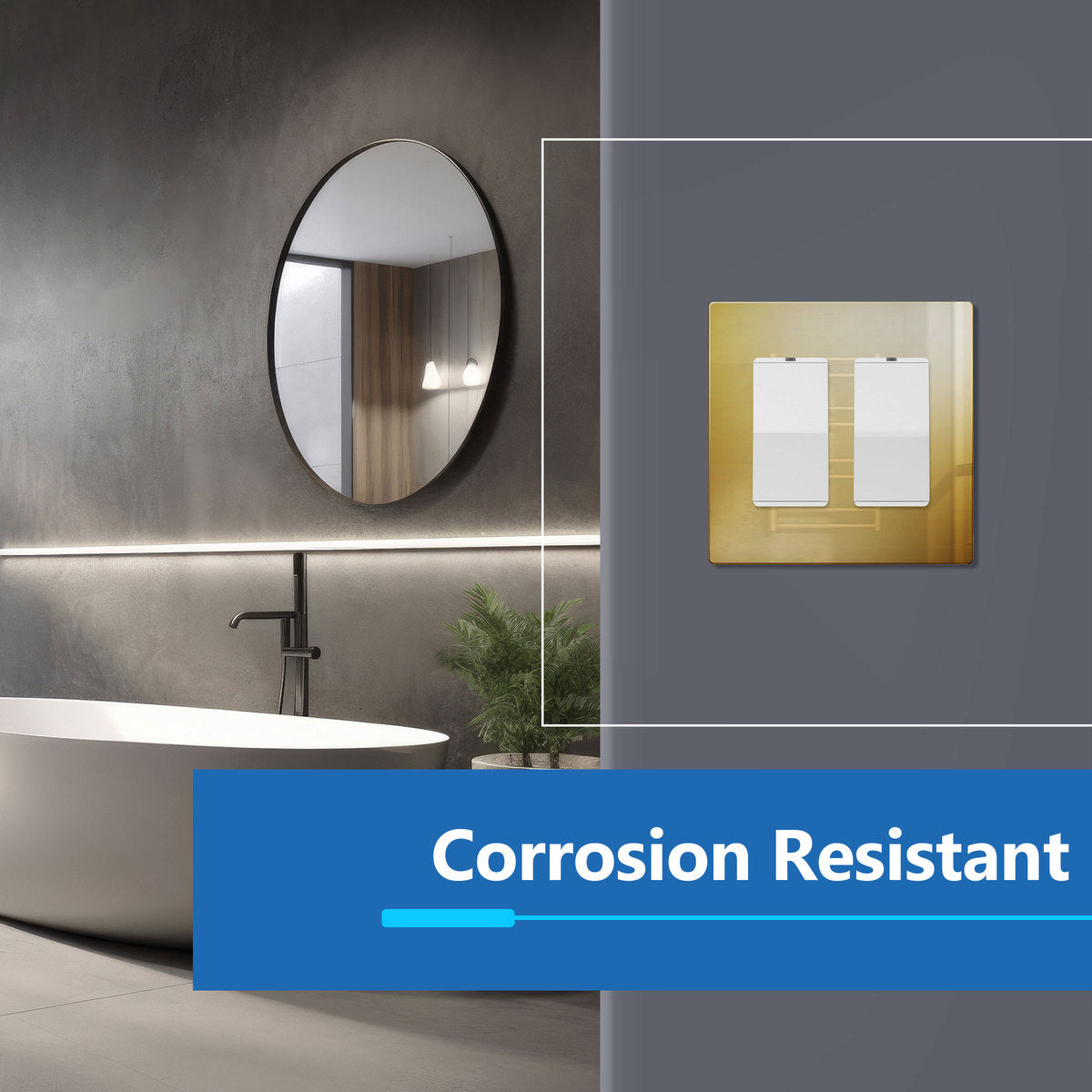 Screwless Metal Decorator Wall Plate, Temperature and Impact Resistant, 2-Gang, Mid-Size