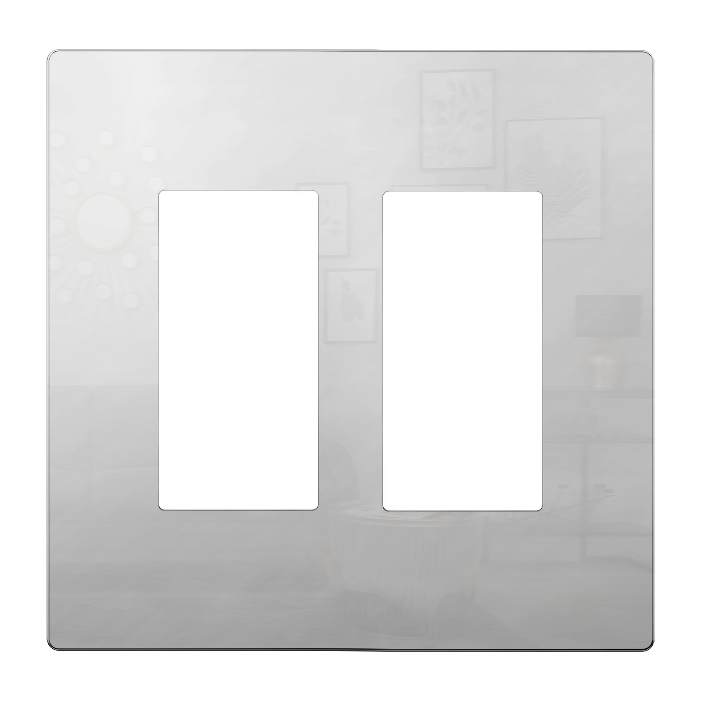 Screwless Metal Decorator Wall Plate, Temperature and Impact Resistant, 2-Gang, Mid-Size