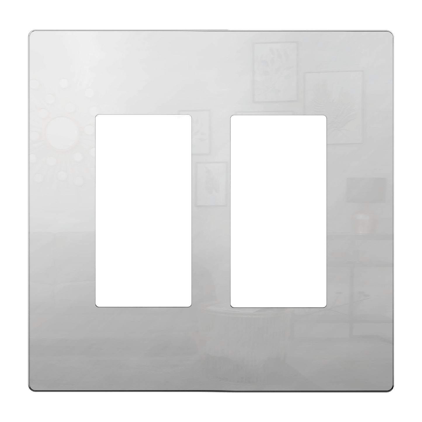 Screwless Metal Decorator Wall Plate, Temperature and Impact Resistant, 2-Gang, Mid-Size
