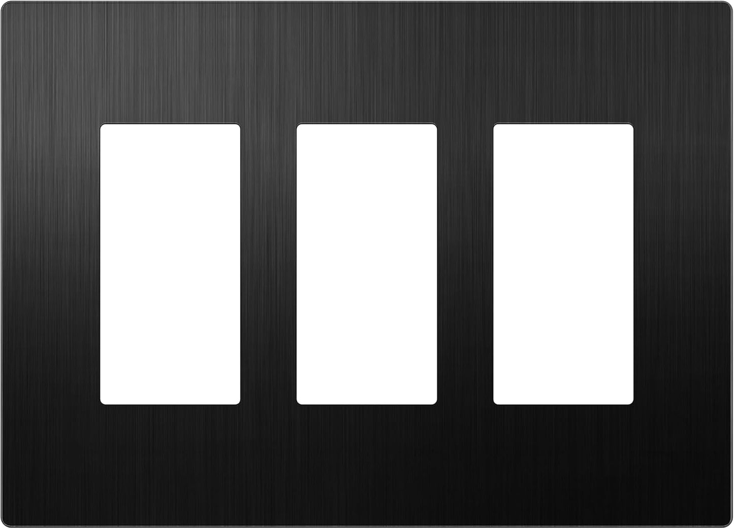 Screwless Metal Decorator Wall Plate, Temperature and Impact Resistant, 3-Gang, Mid-Size