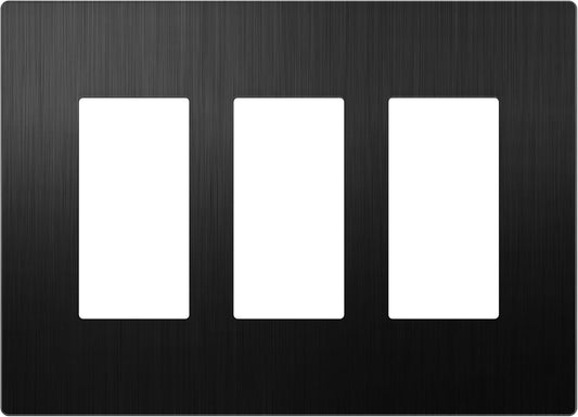 Screwless Metal Decorator Wall Plate, Temperature and Impact Resistant, 3-Gang, Mid-Size