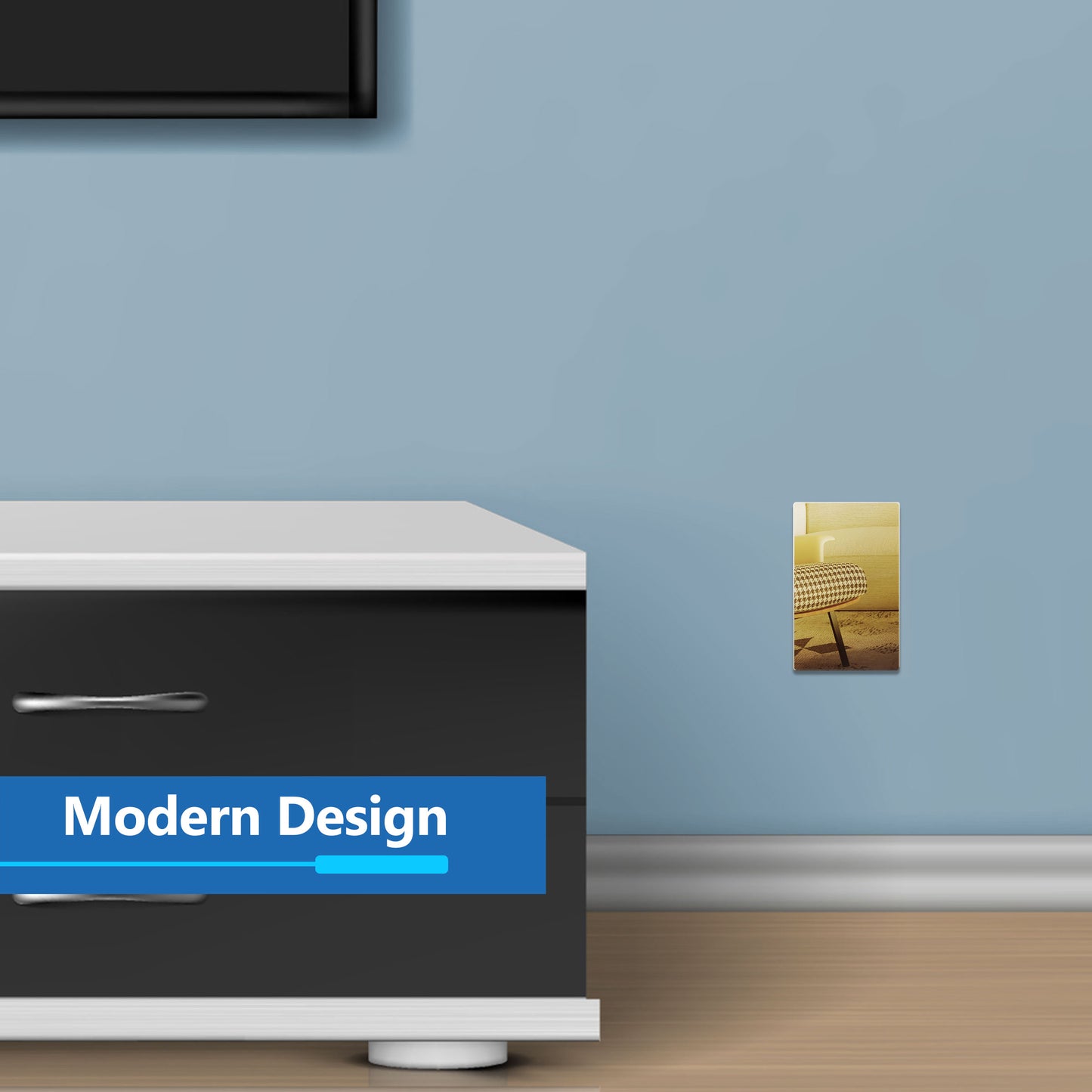 Screwless Blank Wall Plate, Polycarbonate Thermoplastic, Temperature and Impact Resistant, 1-Gang, Mid-Size