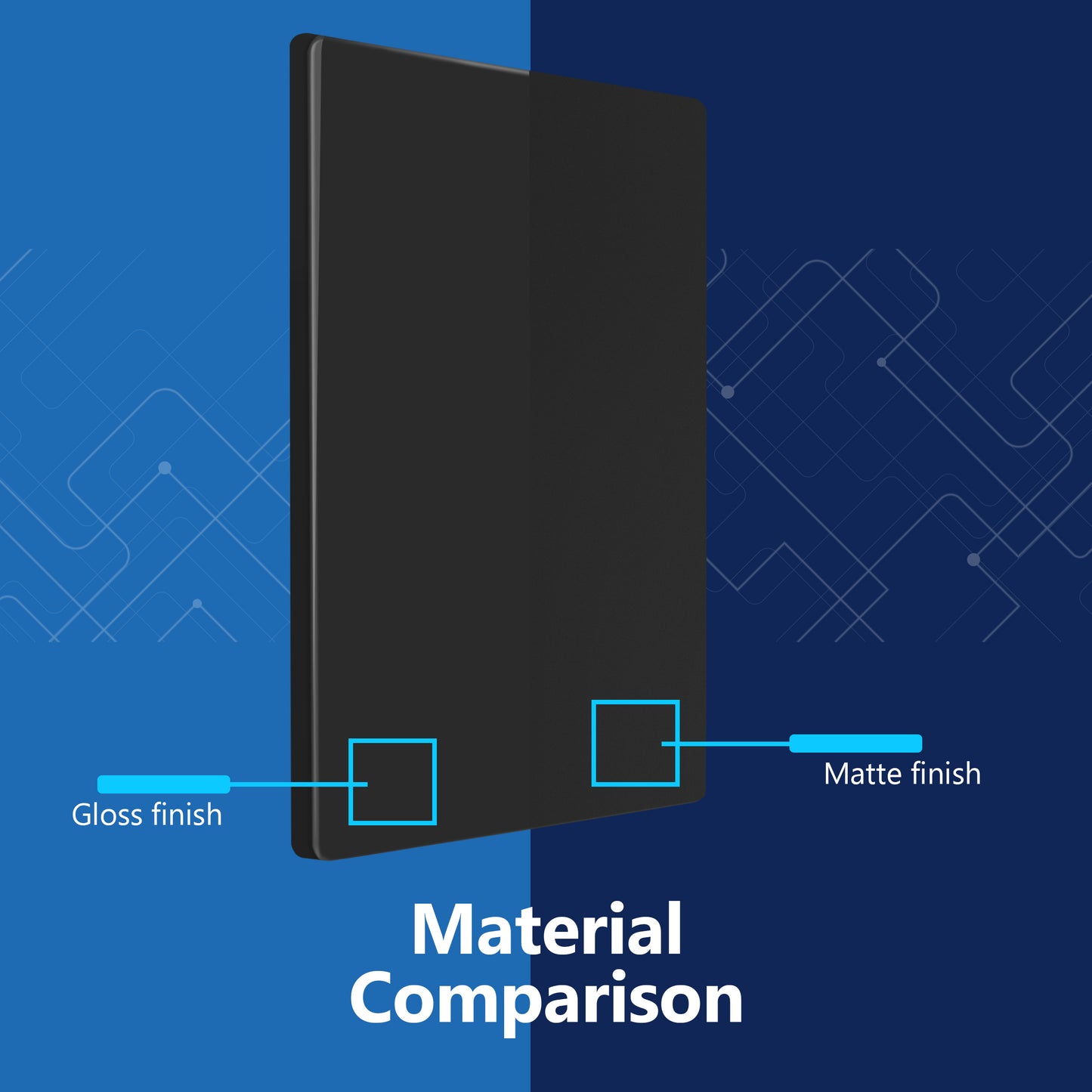 Screwless Blank Wall Plate, Polycarbonate Thermoplastic, Temperature and Impact Resistant, 1-Gang, Mid-Size