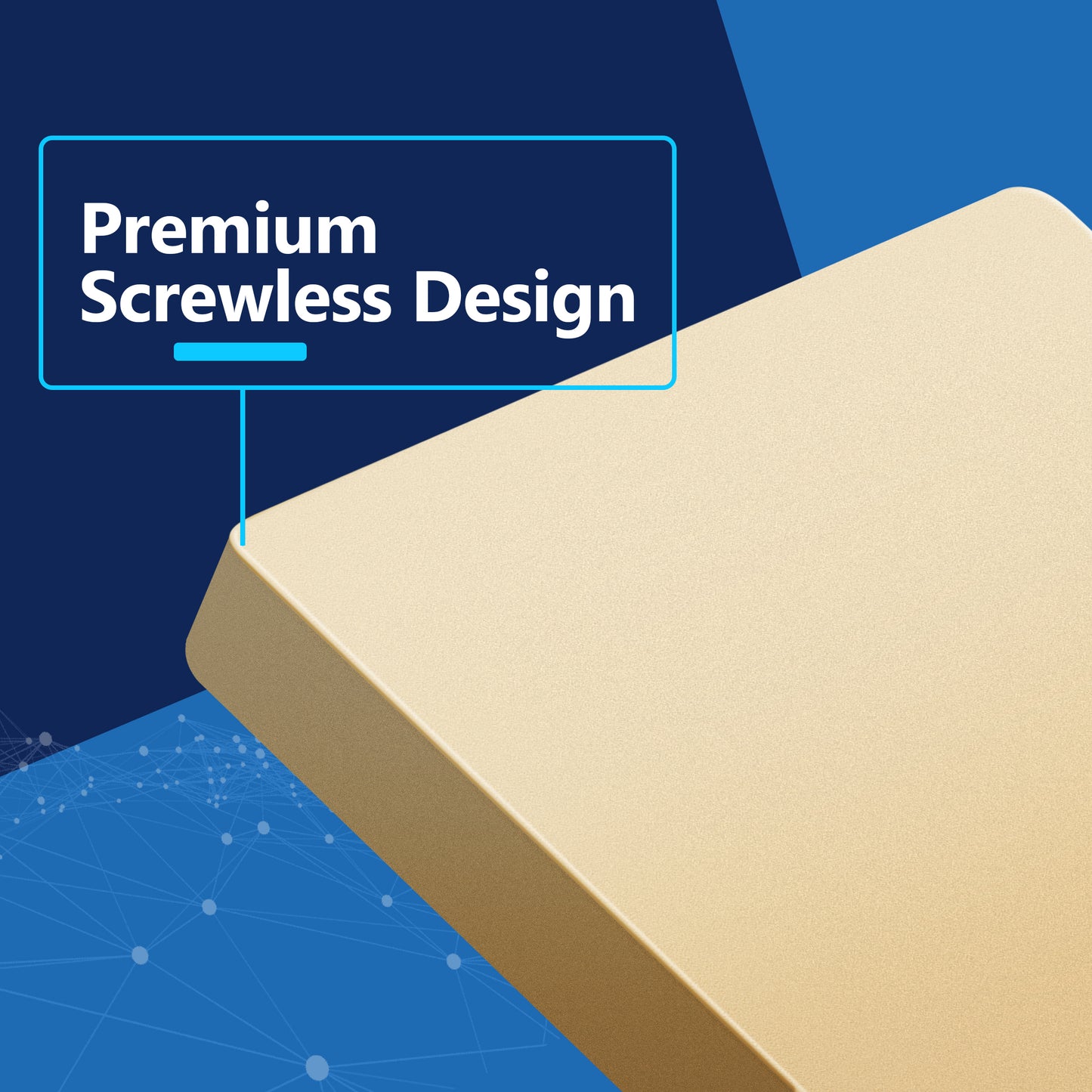 Screwless Blank Wall Plate, Polycarbonate Thermoplastic, Temperature and Impact Resistant, 1-Gang, Mid-Size