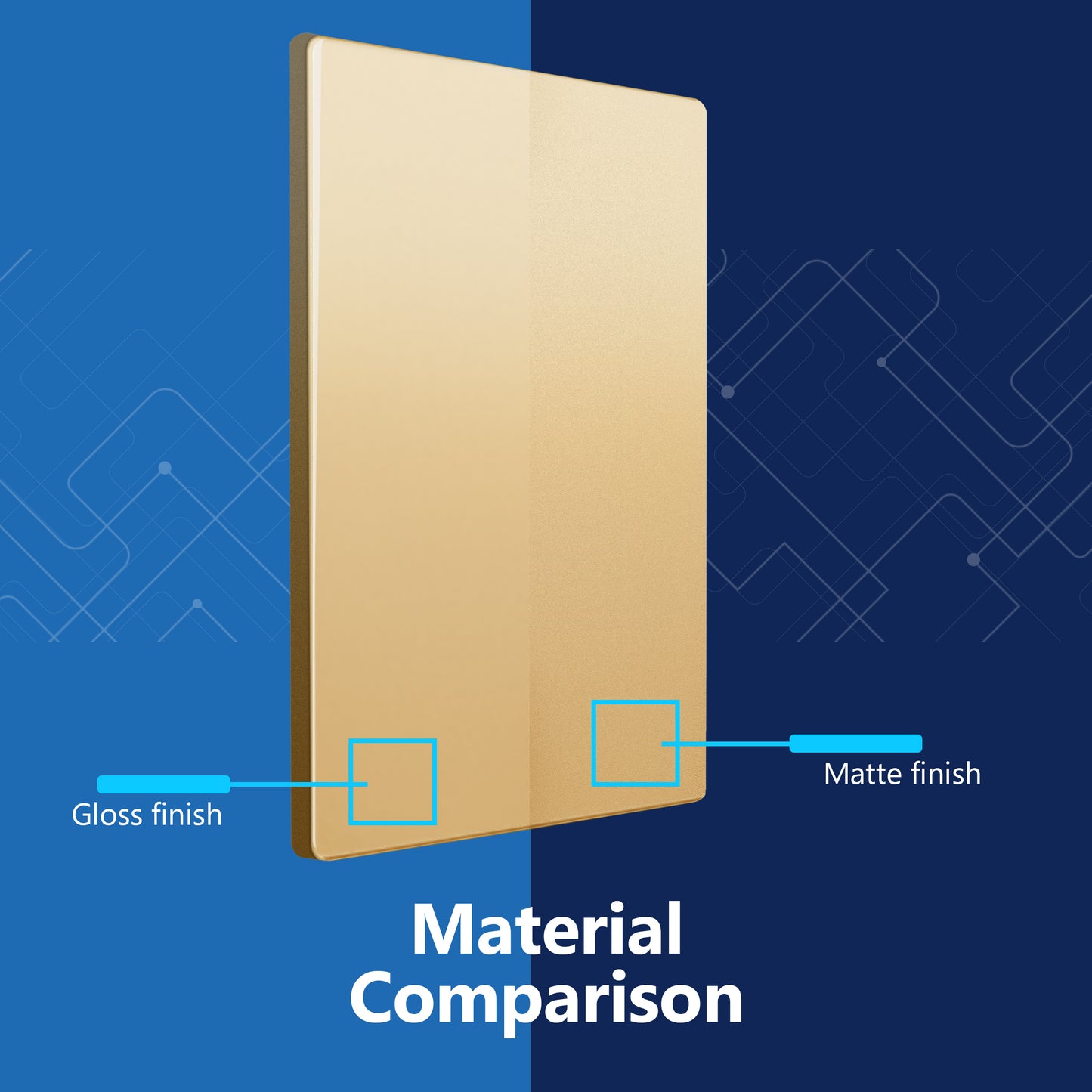 Screwless Blank Wall Plate, Polycarbonate Thermoplastic, Temperature and Impact Resistant, 1-Gang, Mid-Size
