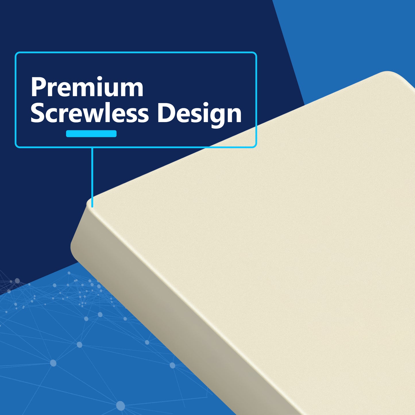 Screwless Blank Wall Plate, Polycarbonate Thermoplastic, Temperature and Impact Resistant, 1-Gang, Mid-Size
