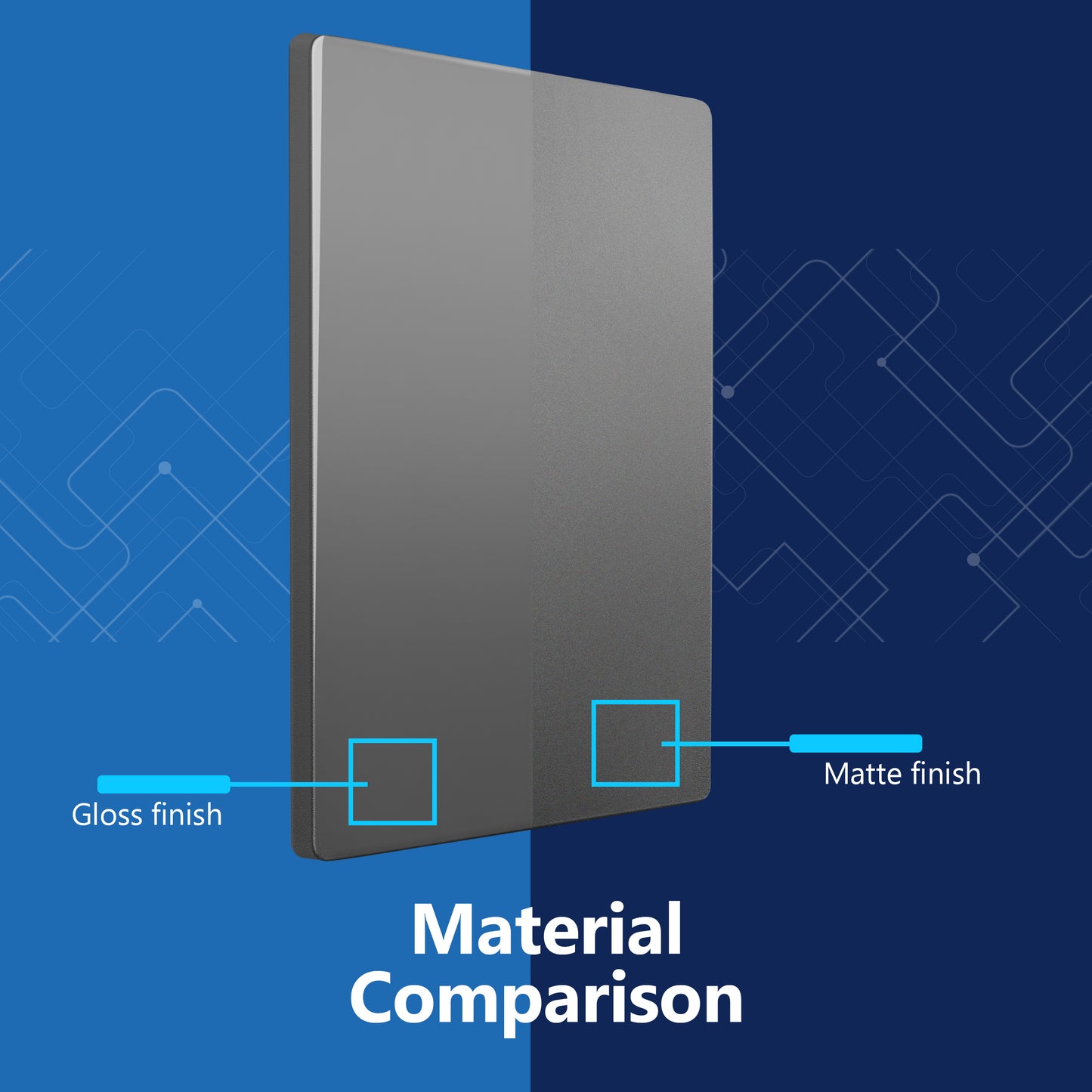 Screwless Blank Wall Plate, Polycarbonate Thermoplastic, Temperature and Impact Resistant, 1-Gang, Mid-Size