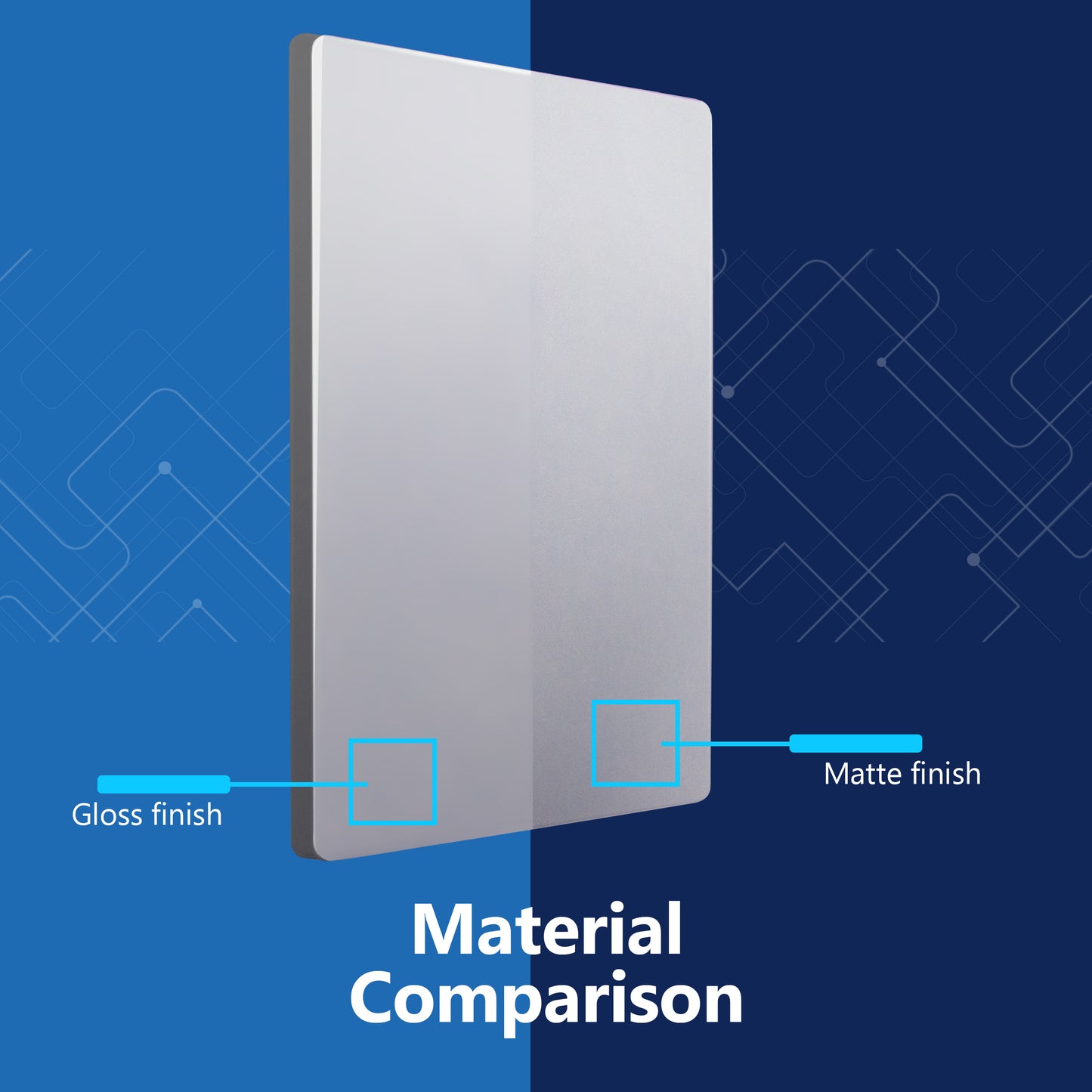 Screwless Blank Wall Plate, Polycarbonate Thermoplastic, Temperature and Impact Resistant, 1-Gang, Mid-Size