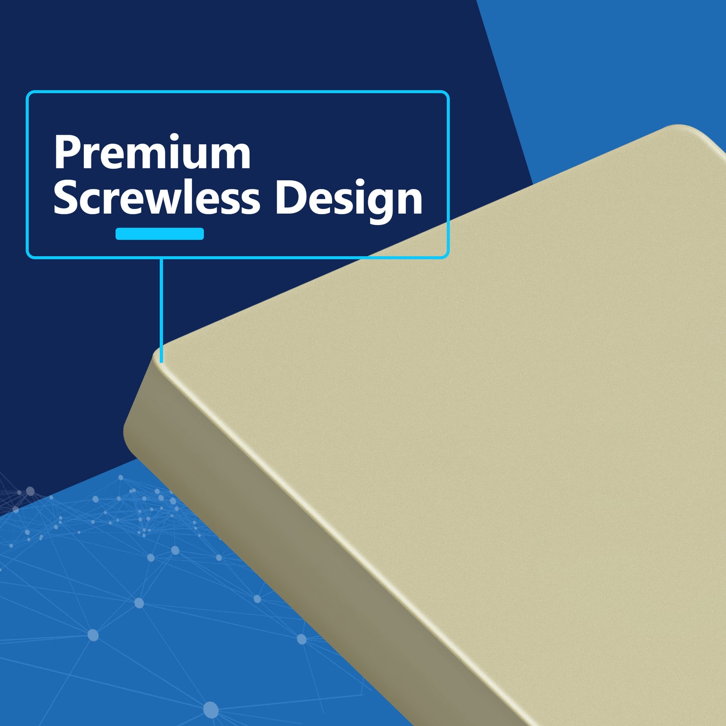 Screwless Blank Wall Plate, Polycarbonate Thermoplastic, Temperature and Impact Resistant, 1-Gang, Mid-Size