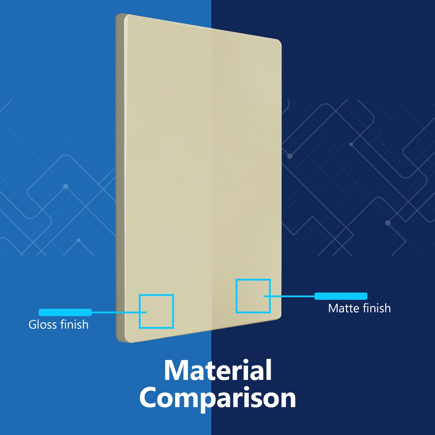 Screwless Blank Wall Plate, Polycarbonate Thermoplastic, Temperature and Impact Resistant, 1-Gang, Mid-Size
