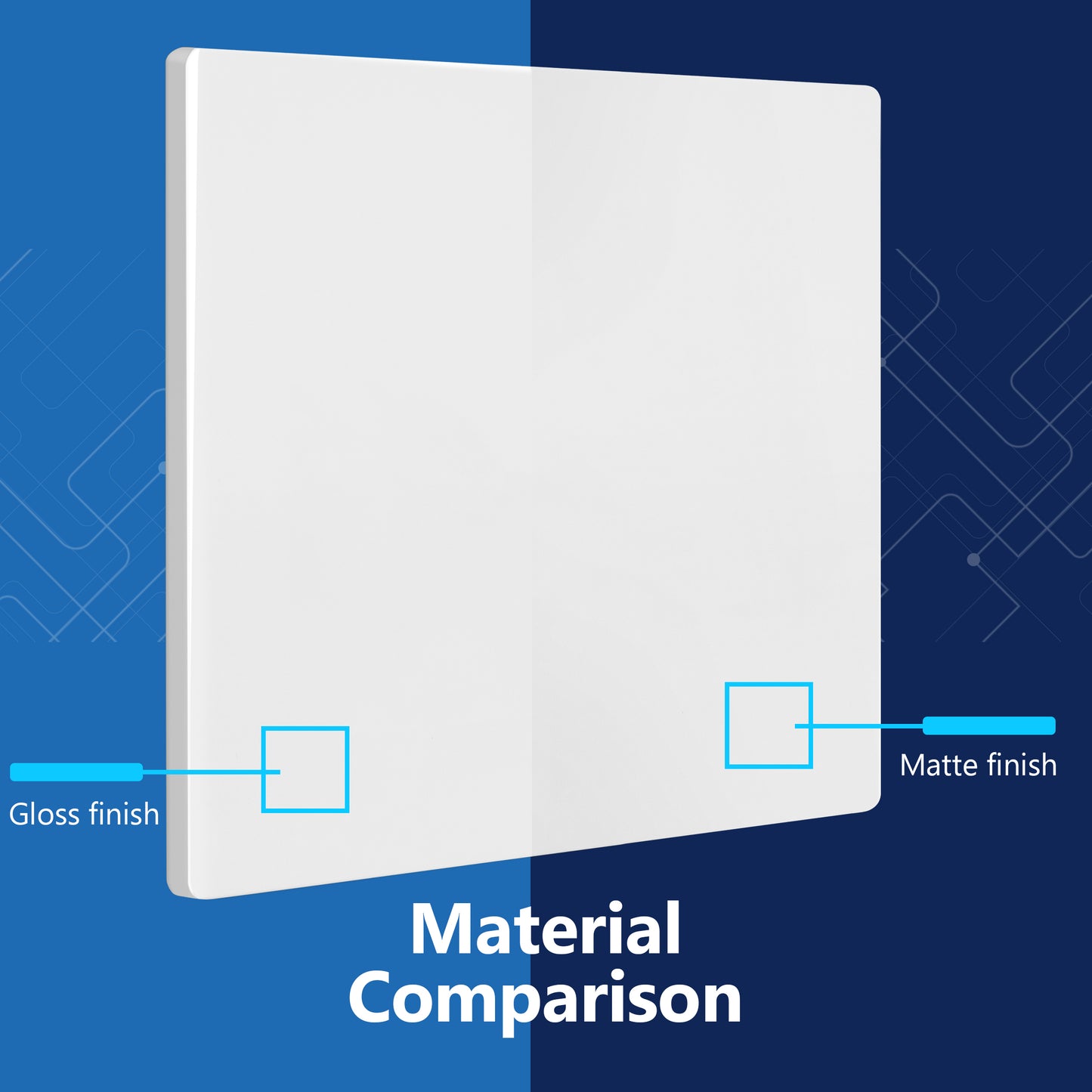 Screwless Blank Wall Plate, Polycarbonate Thermoplastic, Temperature and Impact Resistant, 2-Gang, Mid-Size