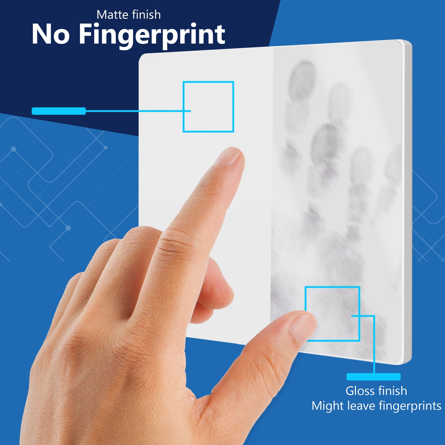 Screwless Blank Wall Plate, Polycarbonate Thermoplastic, Temperature and Impact Resistant, 2-Gang, Mid-Size