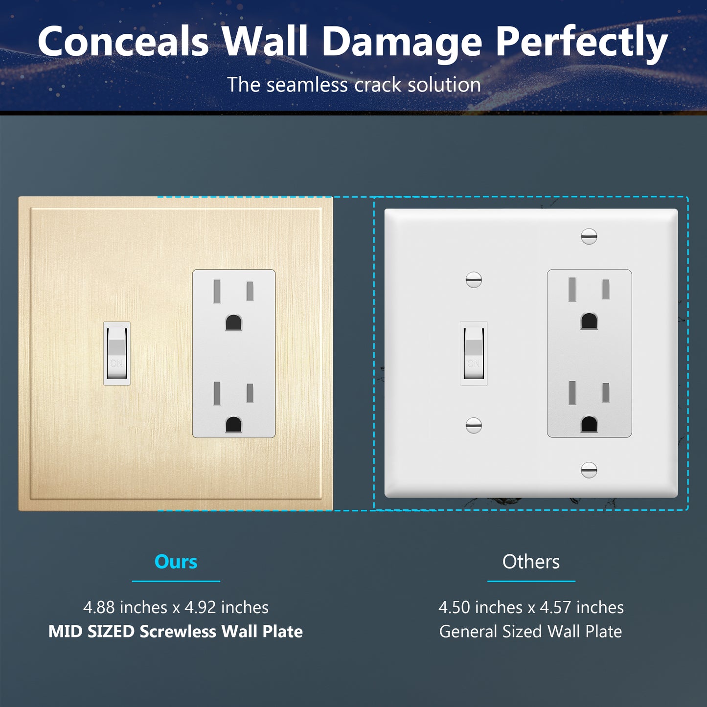 Screwless Toggle & Decorator Wall Plate, 2 Gang